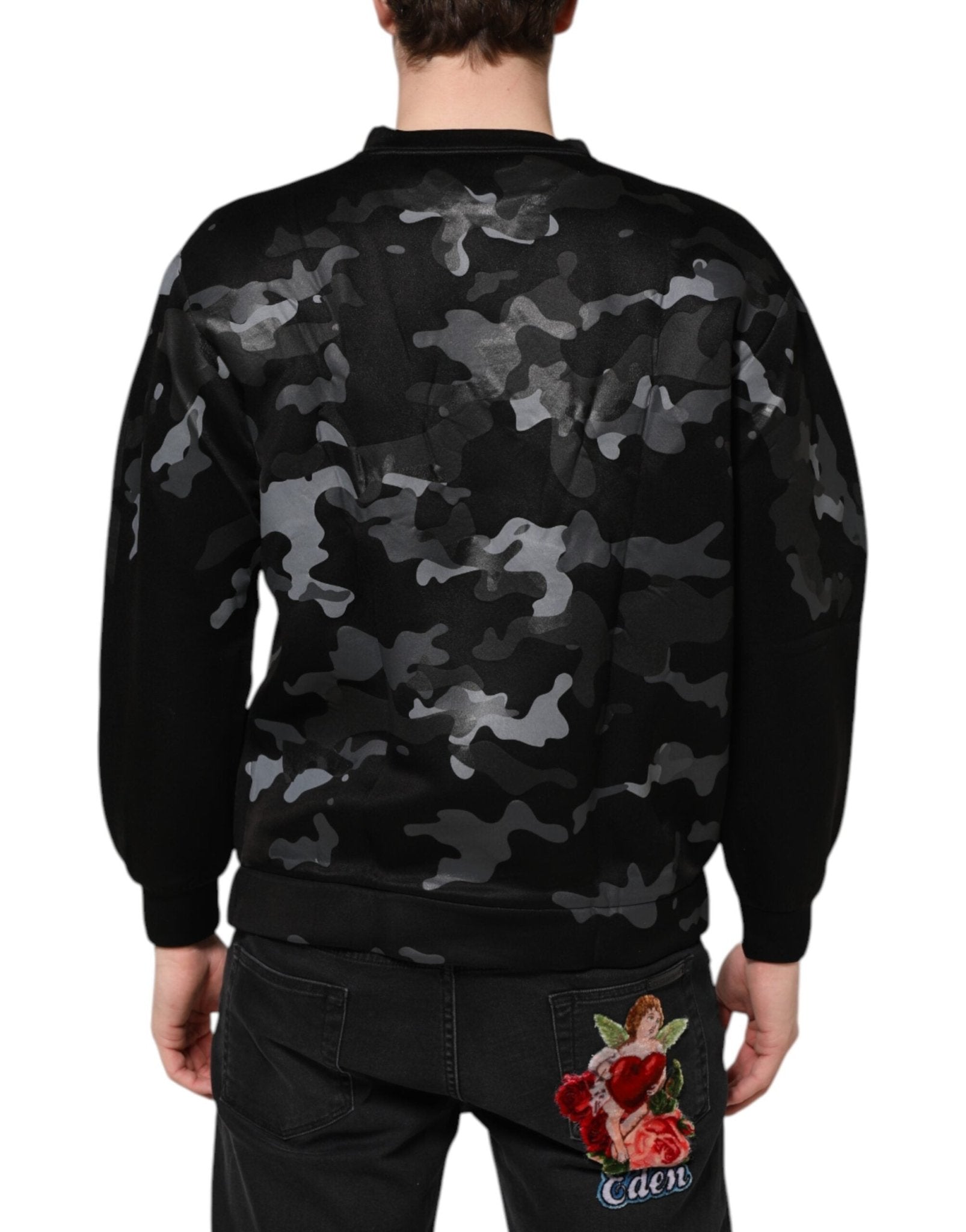 Dolce & Gabbana Black Camouflage Round Neck Sweatshirt Sweater - RIMODA