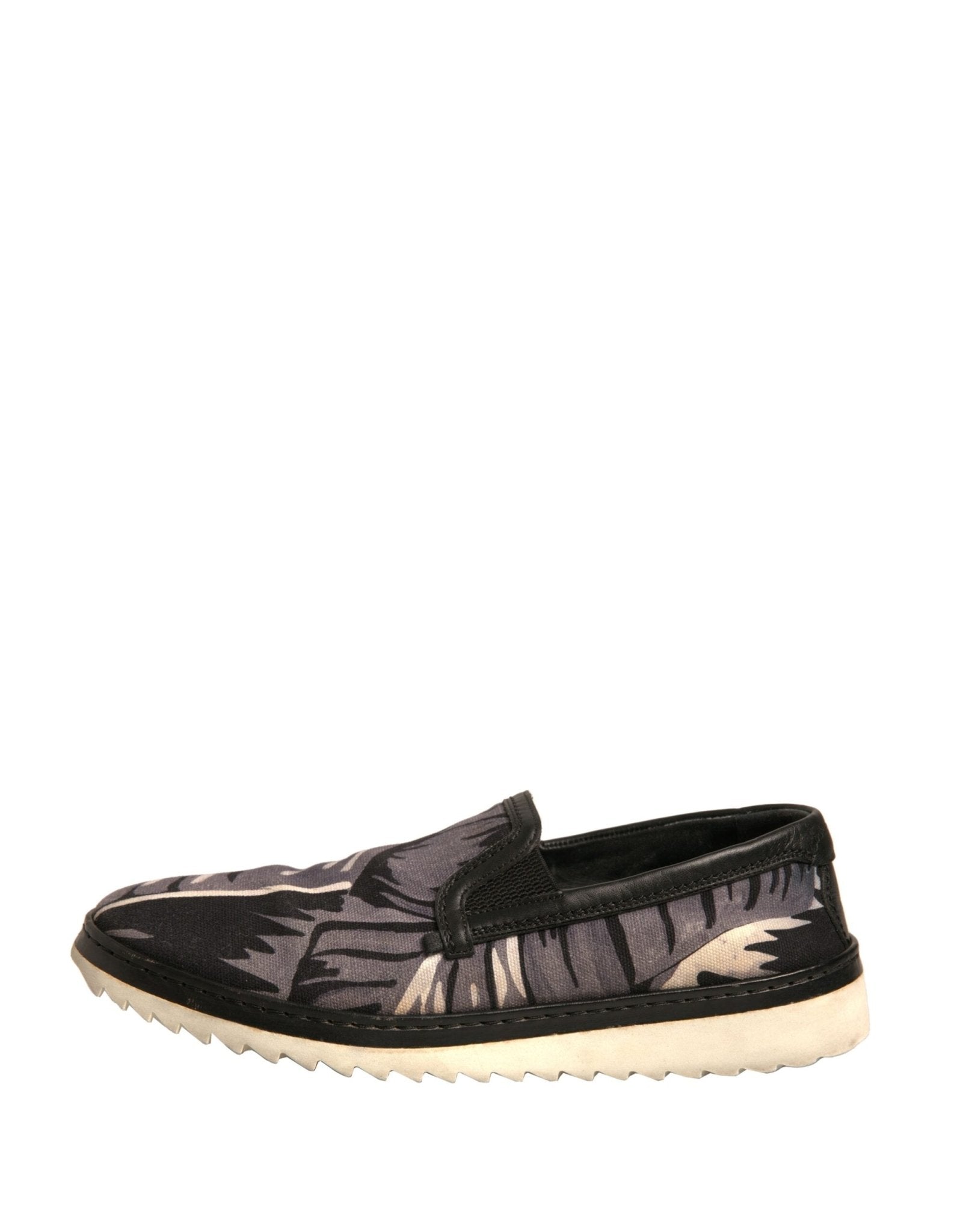 Dolce & Gabbana Black Canvas Tropical Print Slip On Shoes - RIMODA