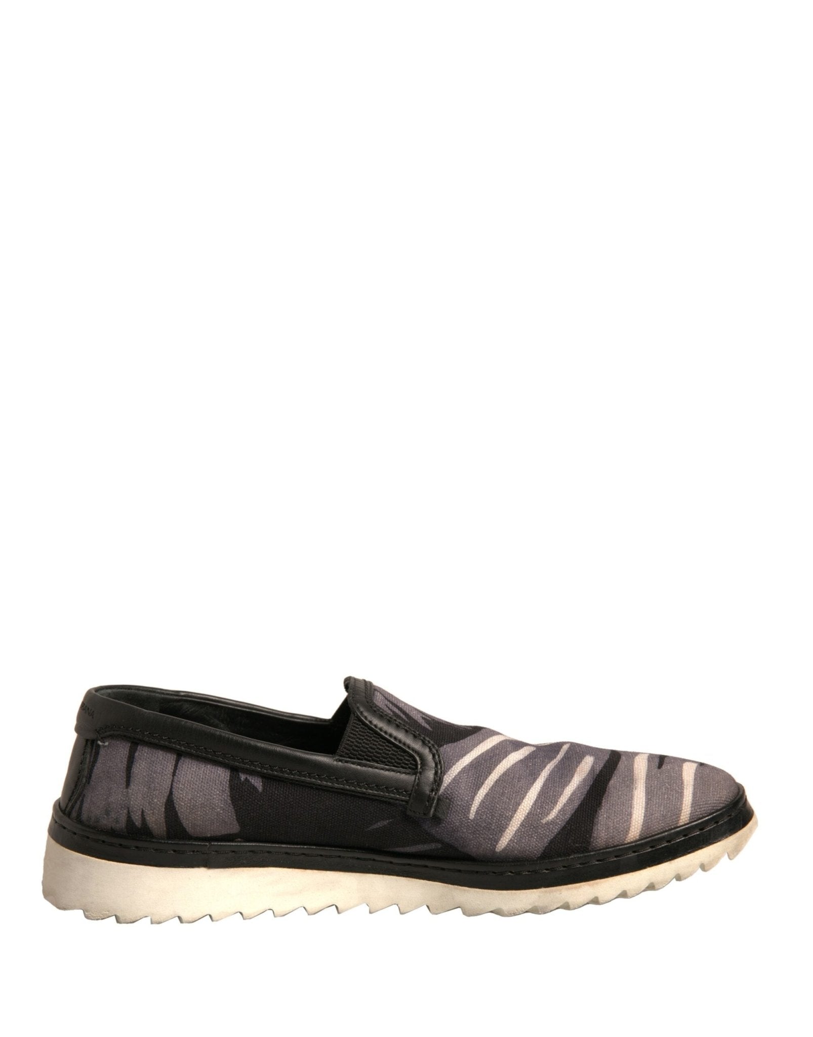 Dolce & Gabbana Black Canvas Tropical Print Slip On Shoes - RIMODA