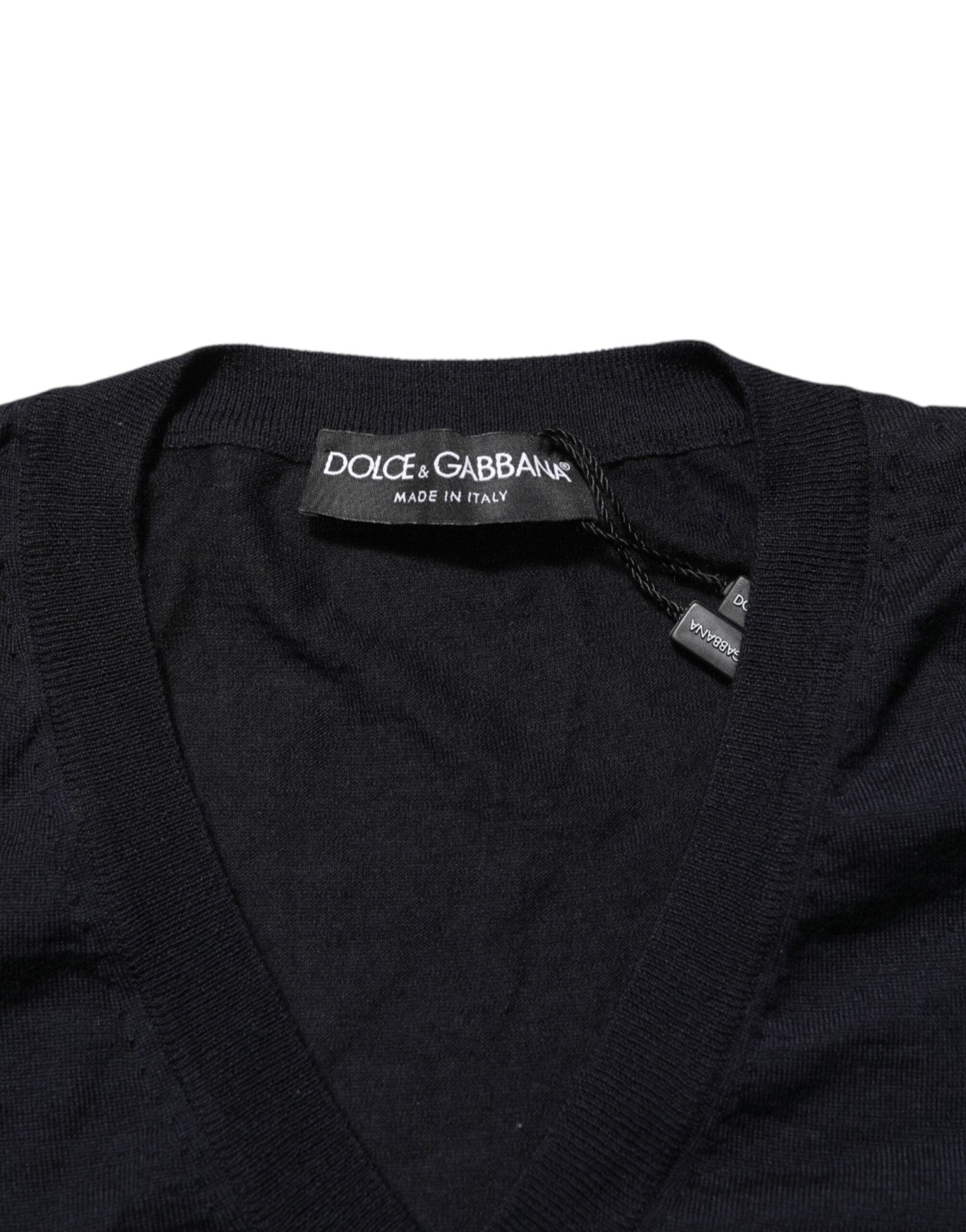 Dolce & Gabbana Black Cashmere Knit V-Neck Pullover Sweater - RIMODA
