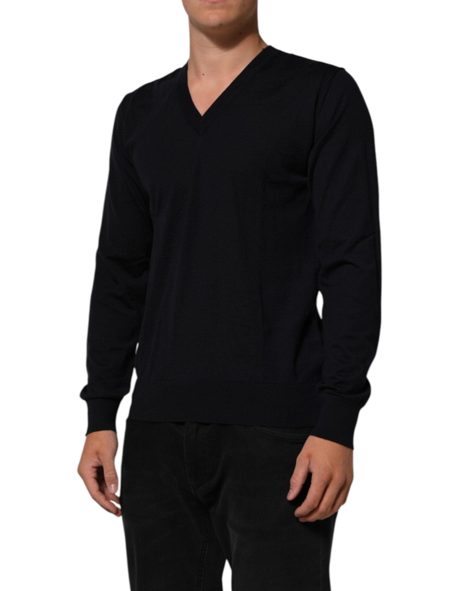 Dolce & Gabbana Black Cashmere Knit V-Neck Pullover Sweater - RIMODA