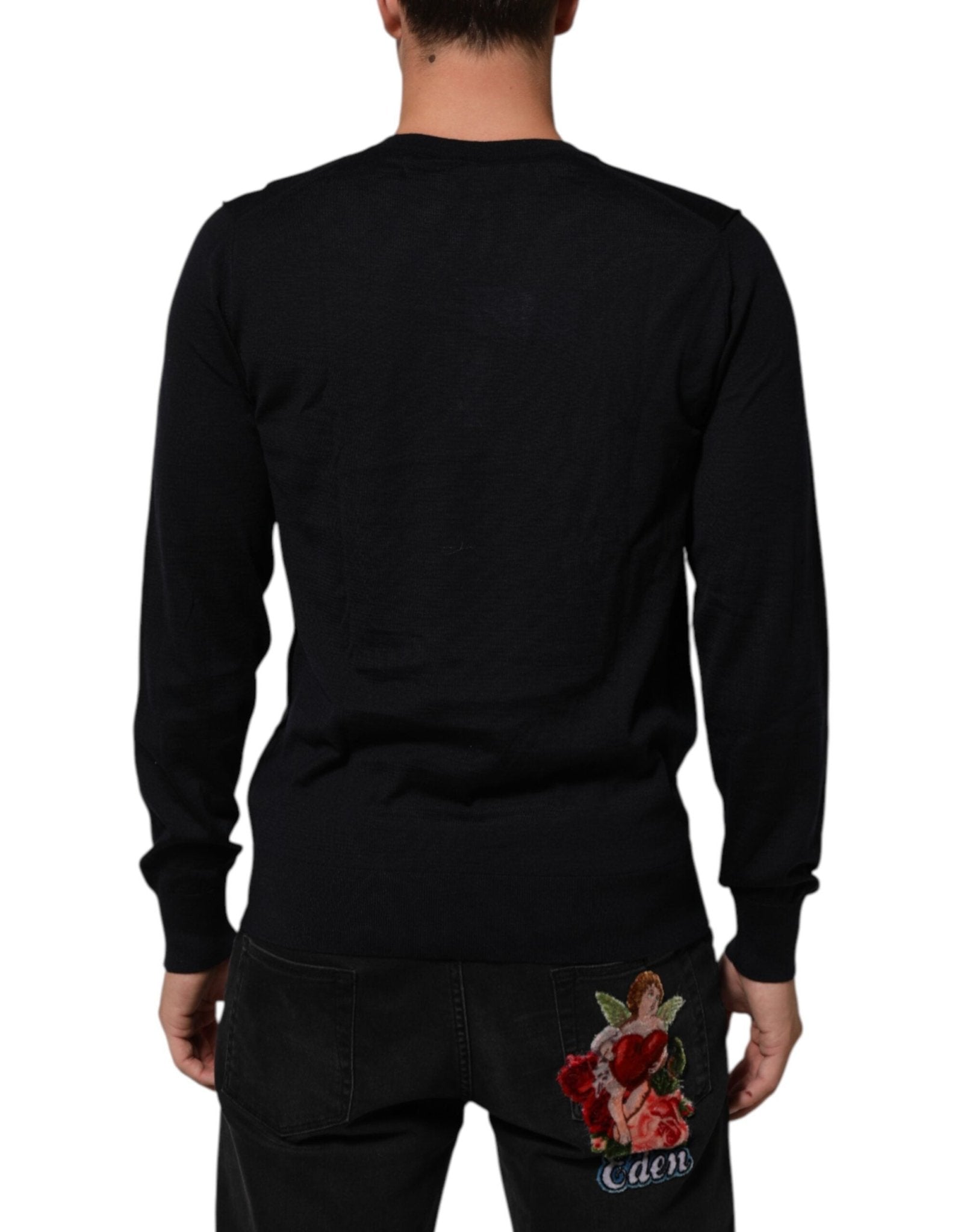 Dolce & Gabbana Black Cashmere Knit V-Neck Pullover Sweater - RIMODA