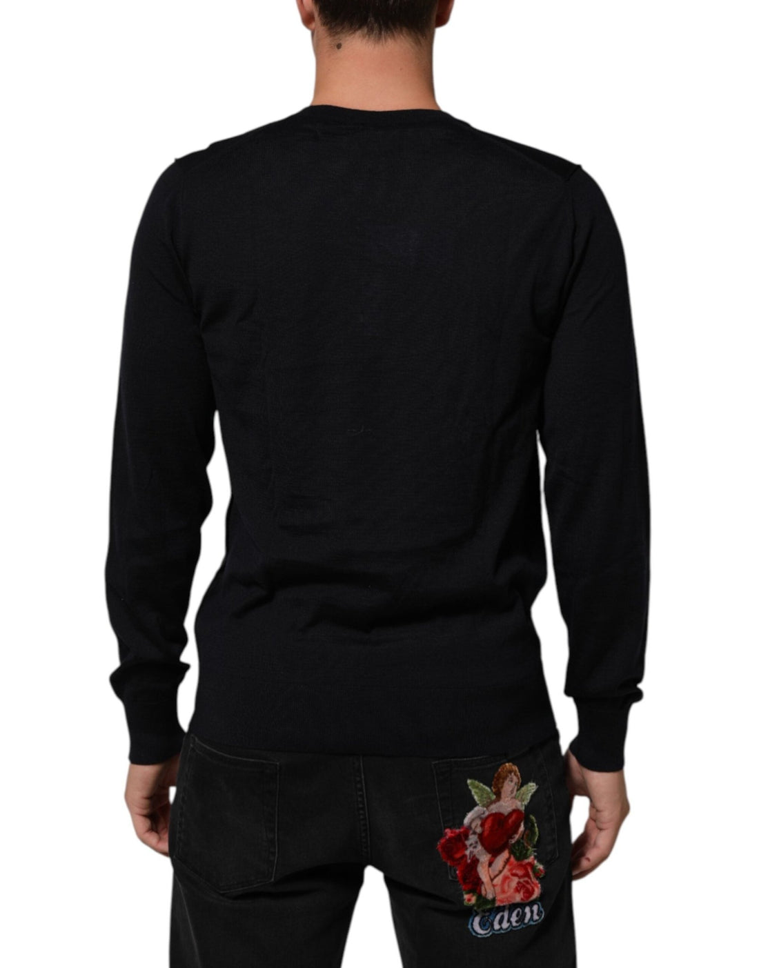 Dolce & Gabbana Black Cashmere Knit V-Neck Pullover Sweater - RIMODA