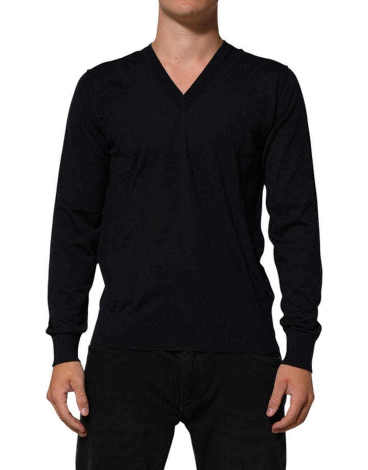 Dolce & Gabbana Black Cashmere Knit V-Neck Pullover Sweater - RIMODA
