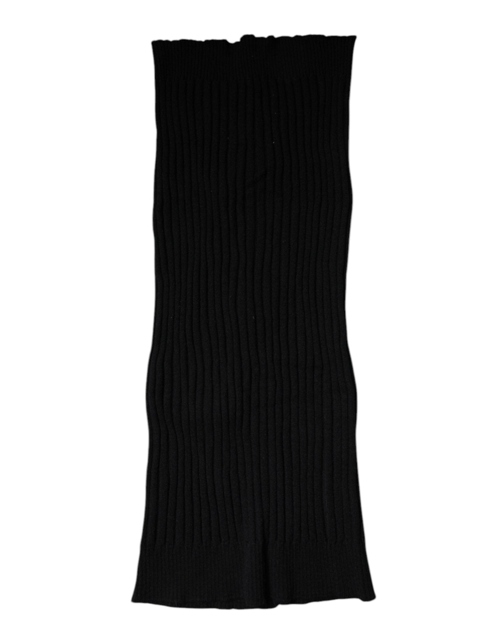 Dolce & Gabbana Black Cashmere Knitted Neck Warmer Foulard Scarf - RIMODA