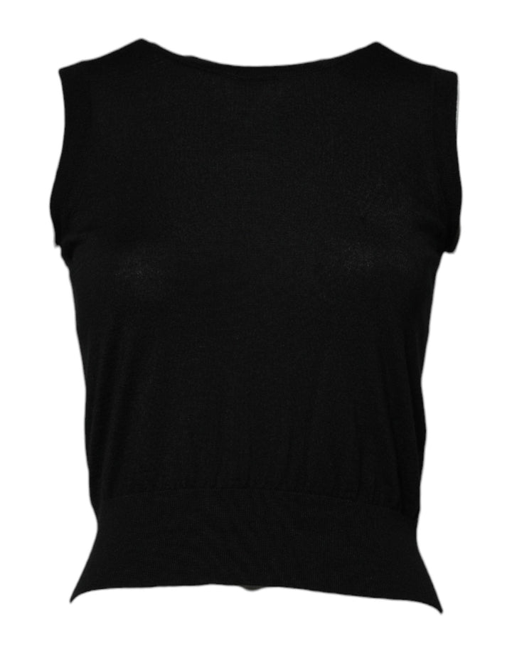 Dolce & Gabbana Black Cashmere Sleeveless Women Tank T-shirt - RIMODA