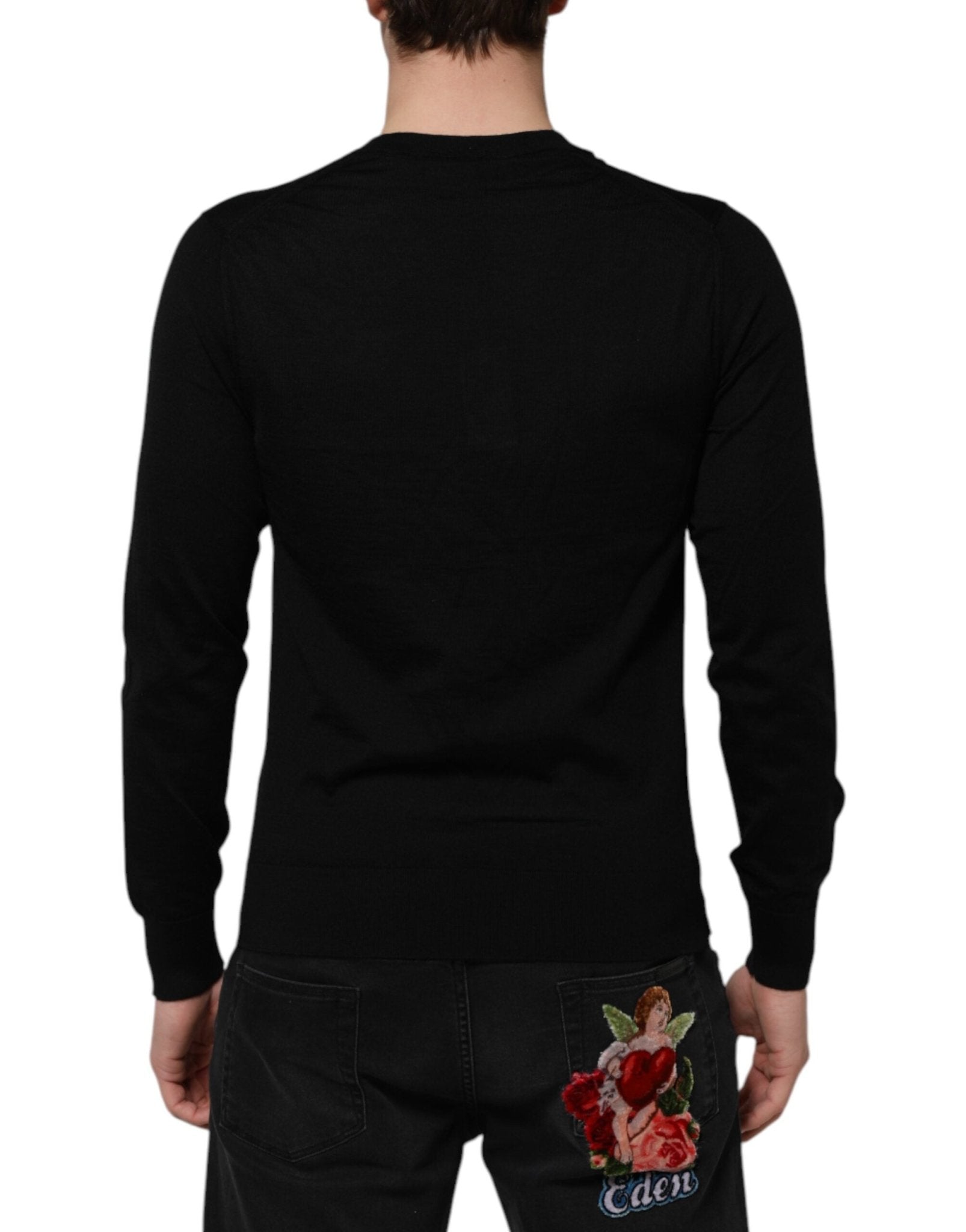Dolce & Gabbana Black Cashmere V-Neck Long Sleeves T-shirt - RIMODA