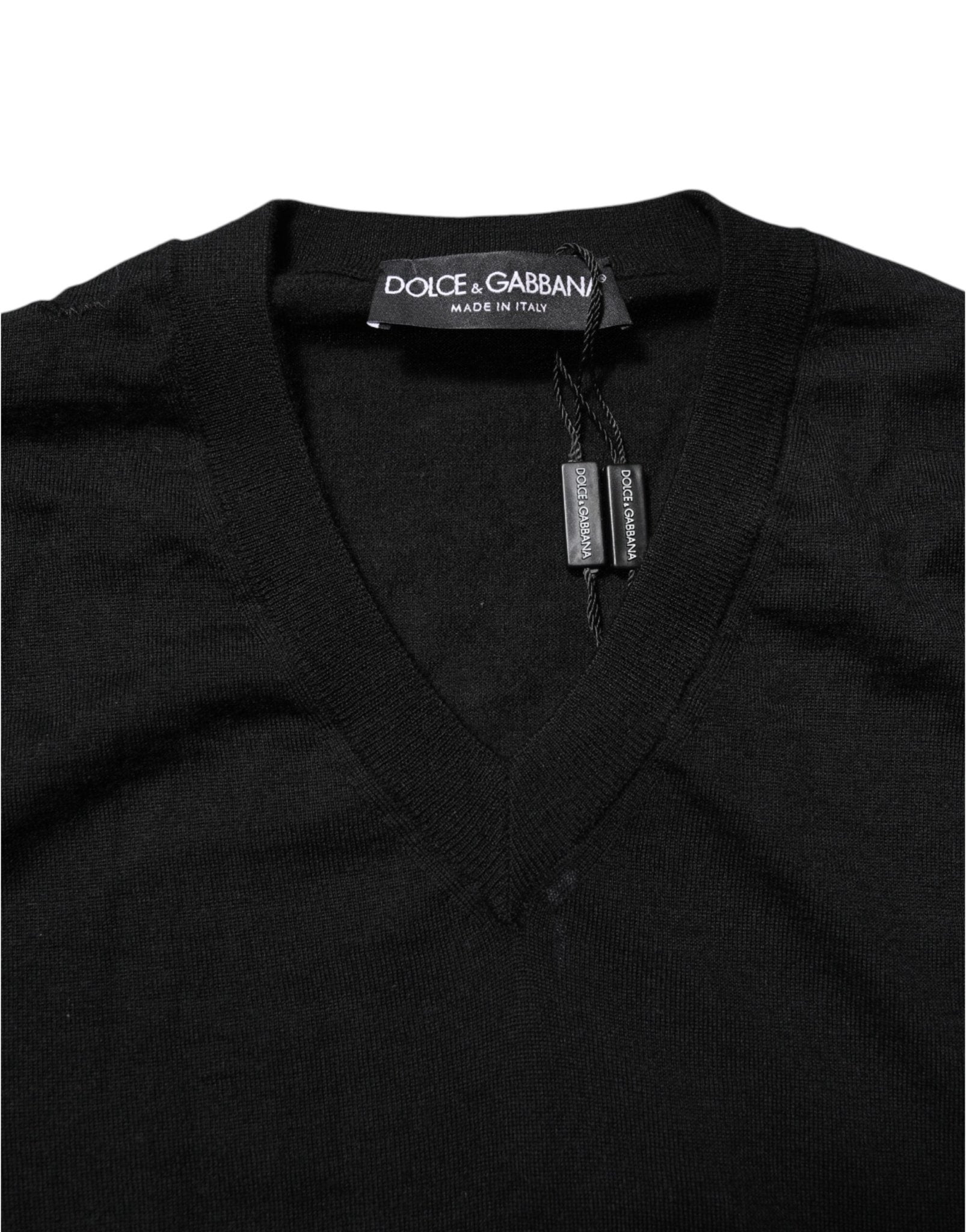 Dolce & Gabbana Black Cashmere V-Neck Long Sleeves T-shirt - RIMODA