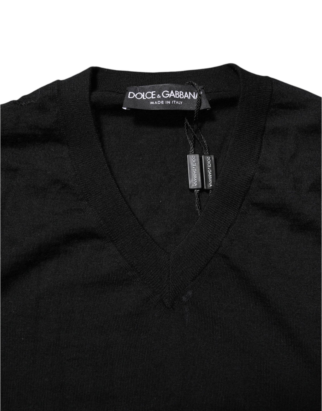Dolce & Gabbana Black Cashmere V-Neck Long Sleeves T-shirt - RIMODA