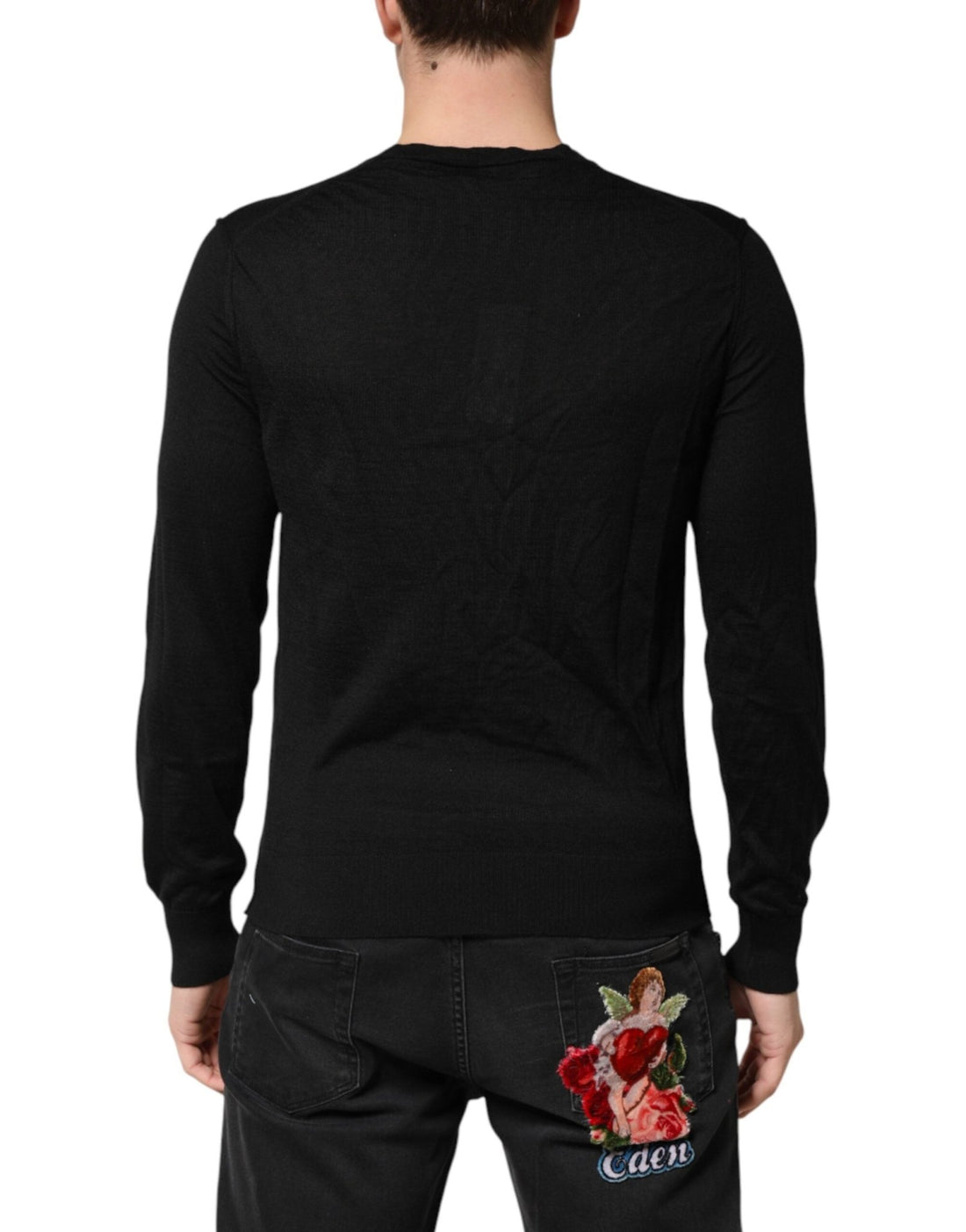 Dolce & Gabbana Black Cashmere V-Neck Men Pullover Sweater - RIMODA