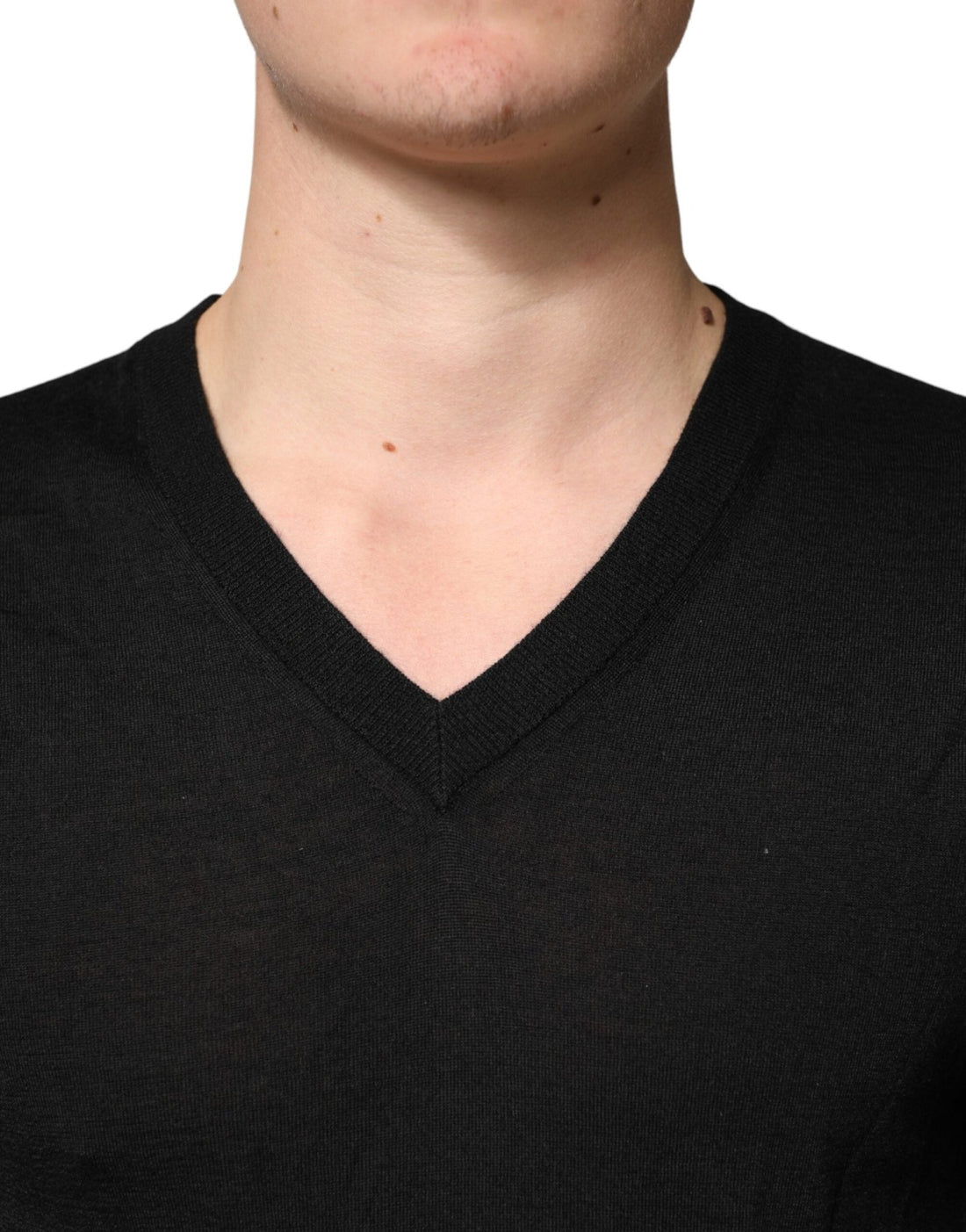 Dolce & Gabbana Black Cashmere V-Neck Men Pullover Sweater - RIMODA