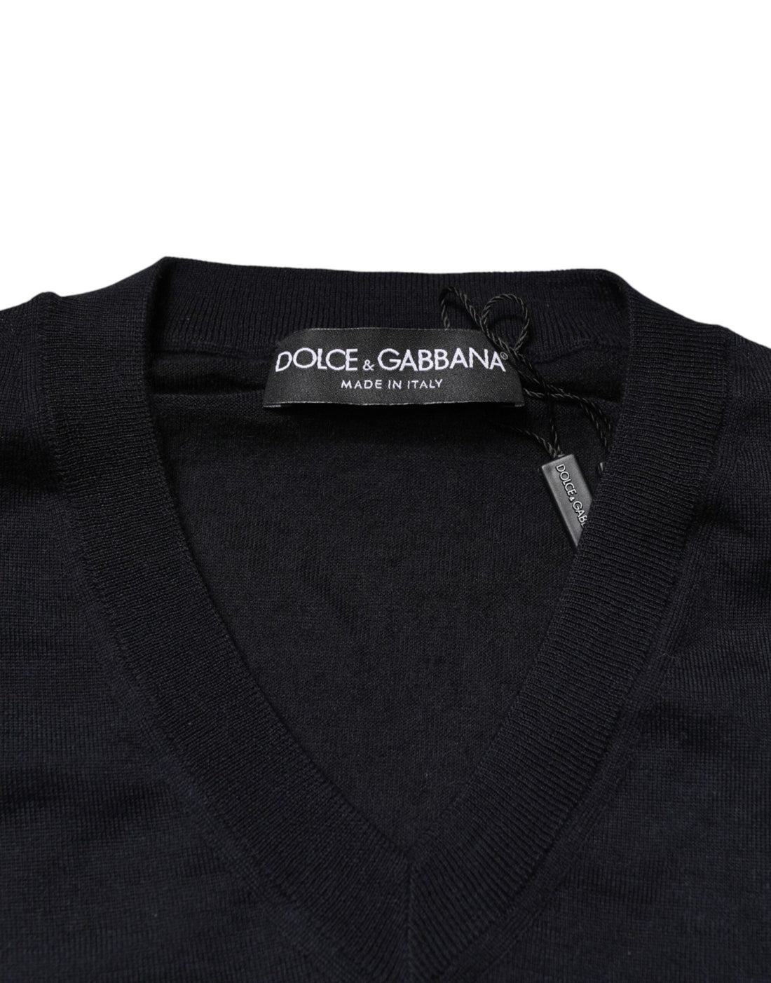 Dolce & Gabbana Black Cashmere V-Neck Men Pullover Sweater - RIMODA