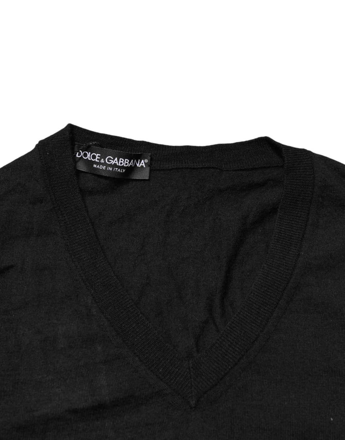 Dolce & Gabbana Black Cashmere V-Neck Men Pullover Sweater - RIMODA