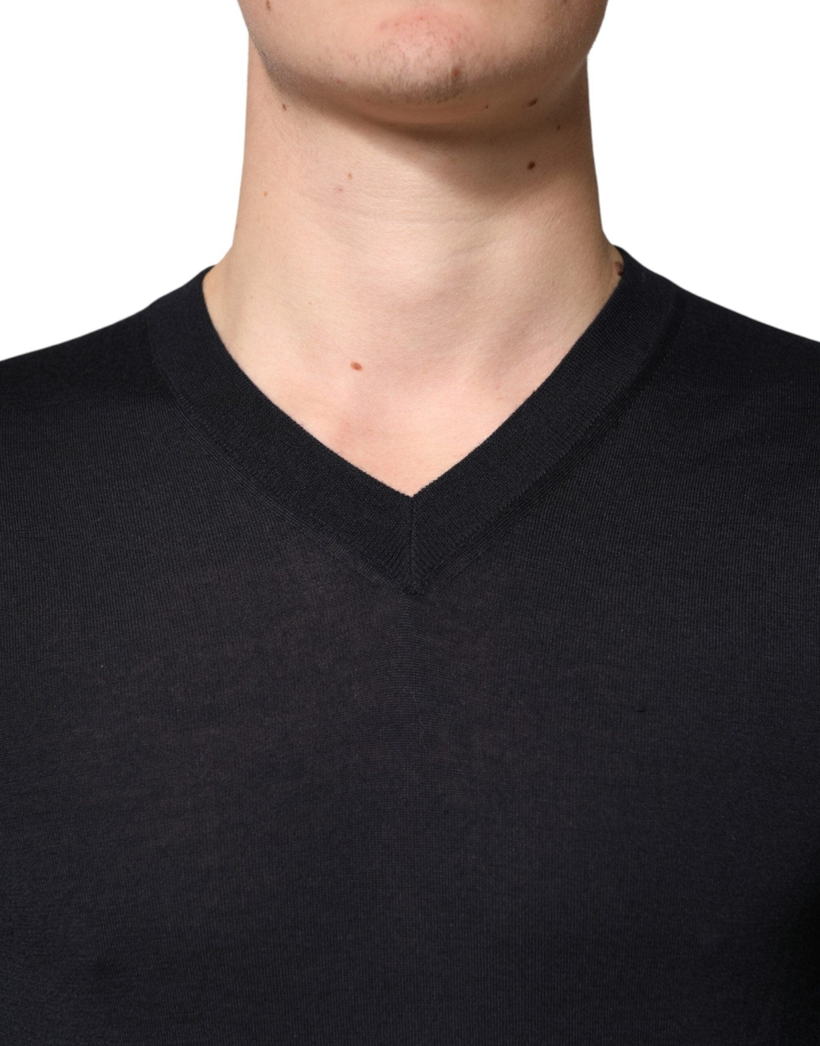 Dolce & Gabbana Black Cashmere V-Neck Men Pullover Sweater - RIMODA
