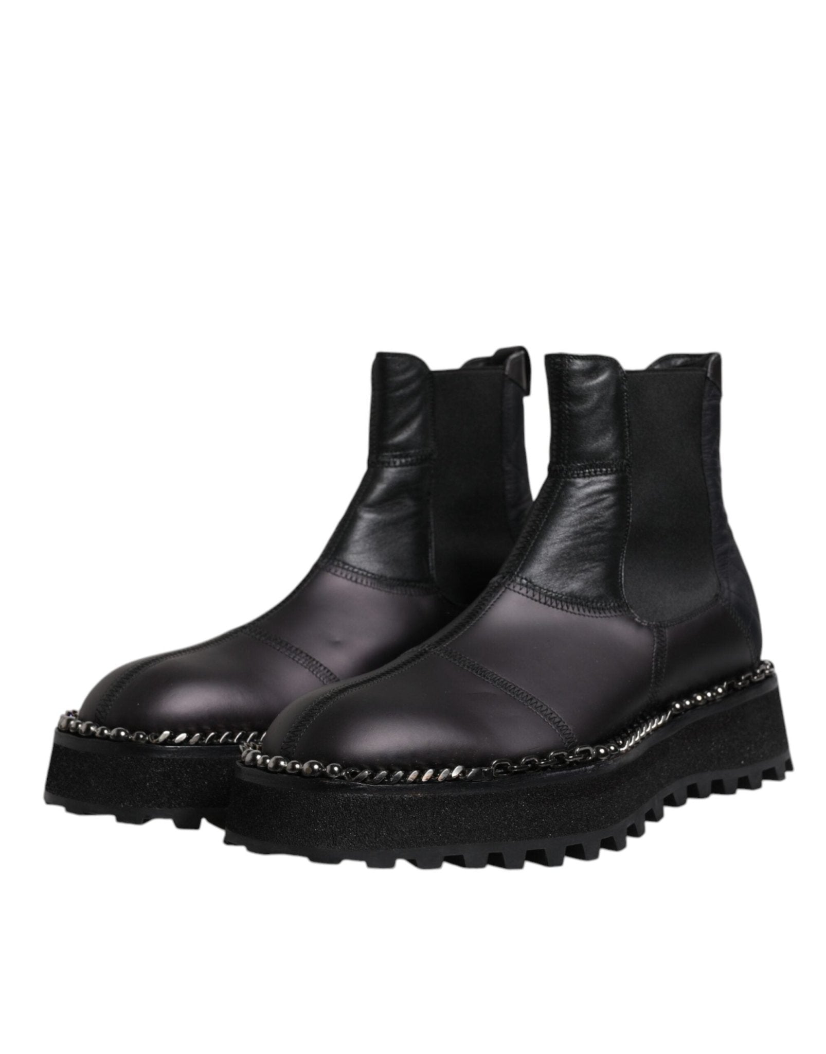 Dolce & Gabbana Black Chelsea Boots Leather Slip On Shoes - RIMODA