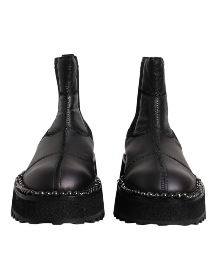 Dolce & Gabbana Black Chelsea Boots Leather Slip On Shoes - RIMODA