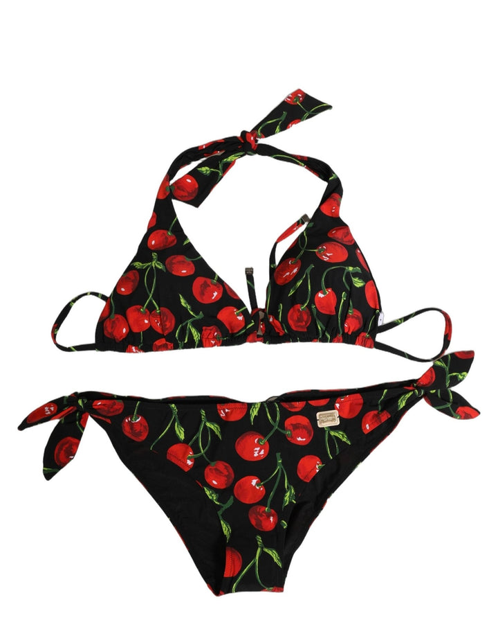 Dolce & Gabbana Black Cherry Print Nylon Bikini 2 Piece Swimwear - RIMODA