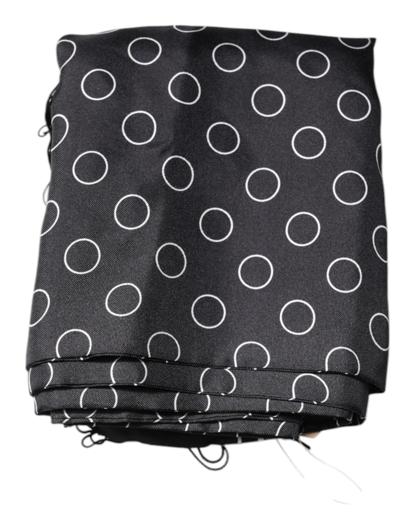 Dolce & Gabbana Black Circles Silk Fringes Shawl Wrap Scarf - RIMODA