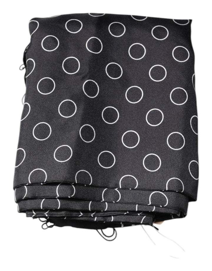 Dolce & Gabbana Black Circles Silk Fringes Shawl Wrap Scarf - RIMODA