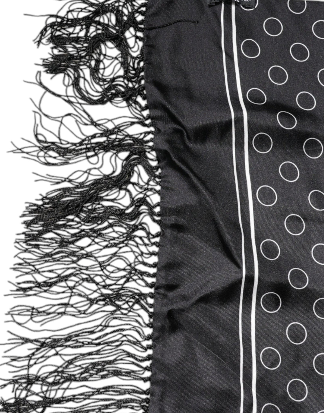 Dolce & Gabbana Black Circles Silk Fringes Shawl Wrap Scarf - RIMODA