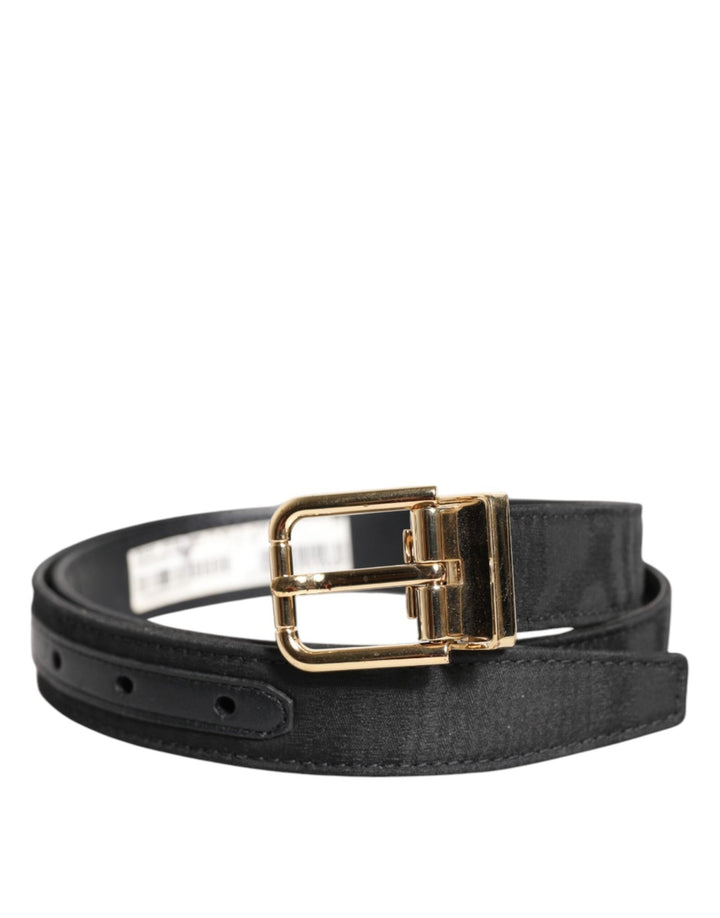 Dolce & Gabbana Black Classic Gold Metal Logo Buckle Belt - RIMODA