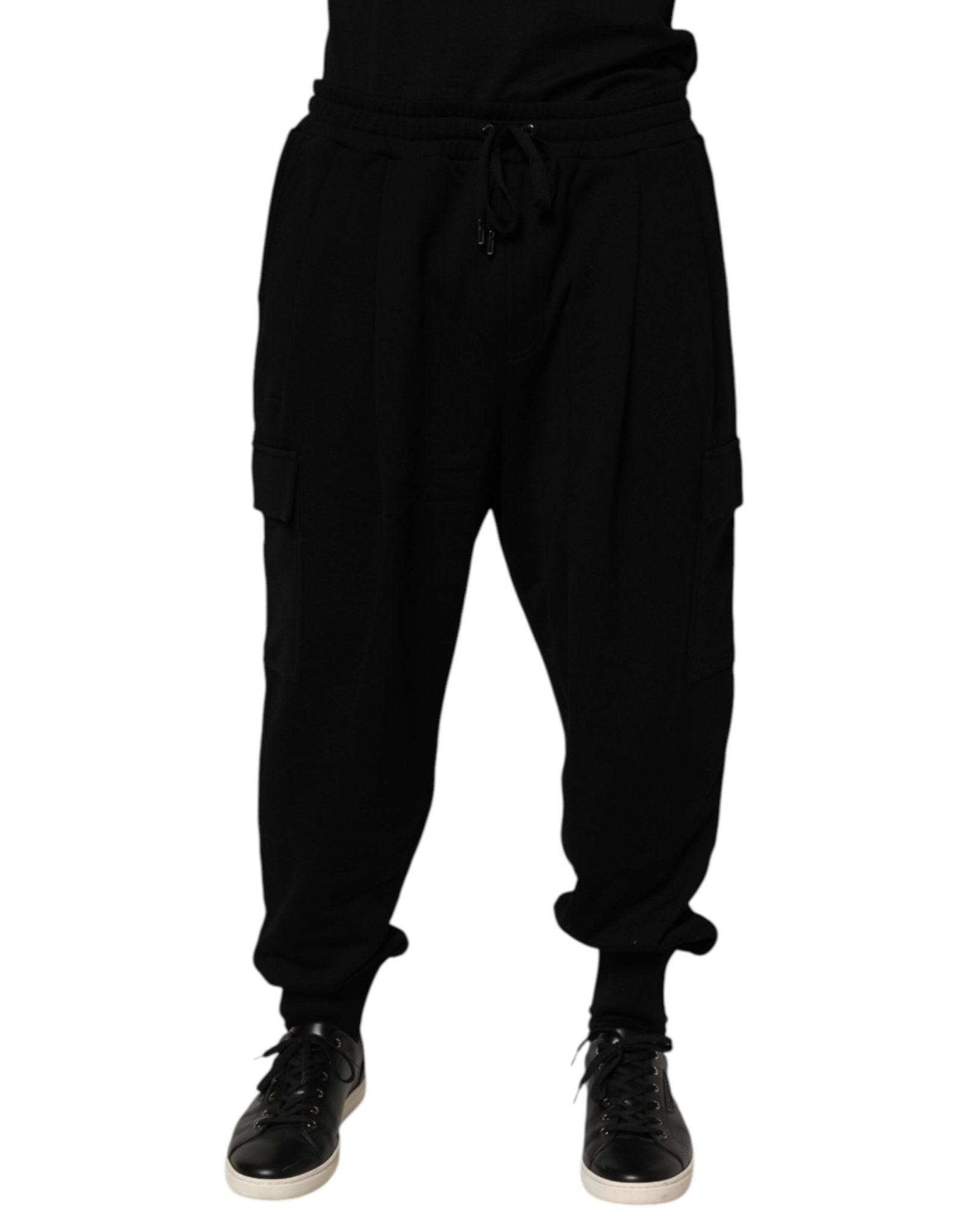 Dolce & Gabbana Black Cotton Blend Cargo Joggers Drawstring Pants - RIMODA
