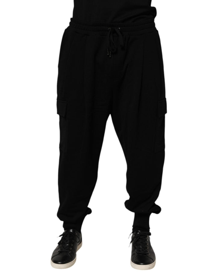 Dolce & Gabbana Black Cotton Blend Cargo Joggers Drawstring Pants - RIMODA