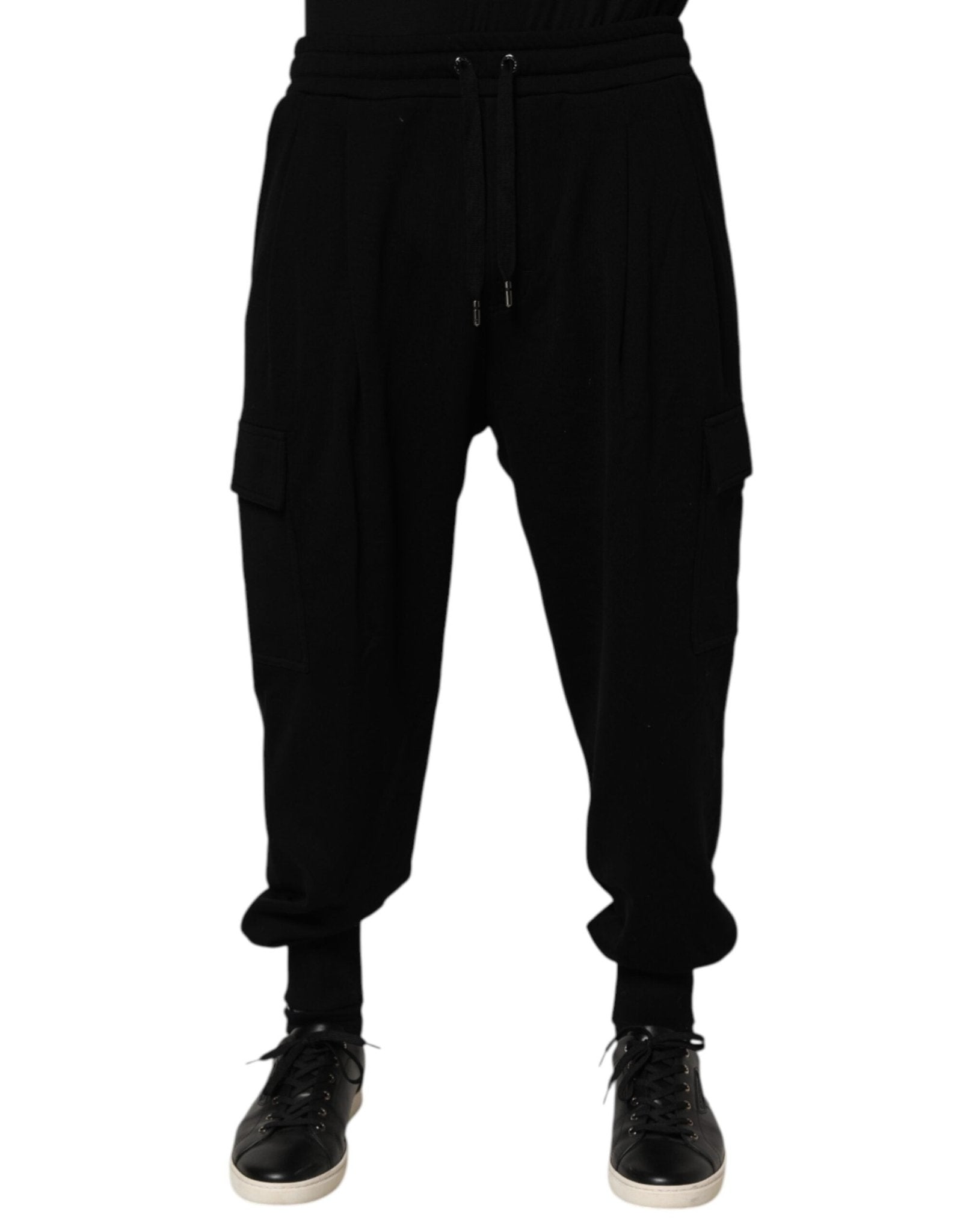 Dolce & Gabbana Black Cotton Blend Cargo Joggers Drawstring Pants - RIMODA
