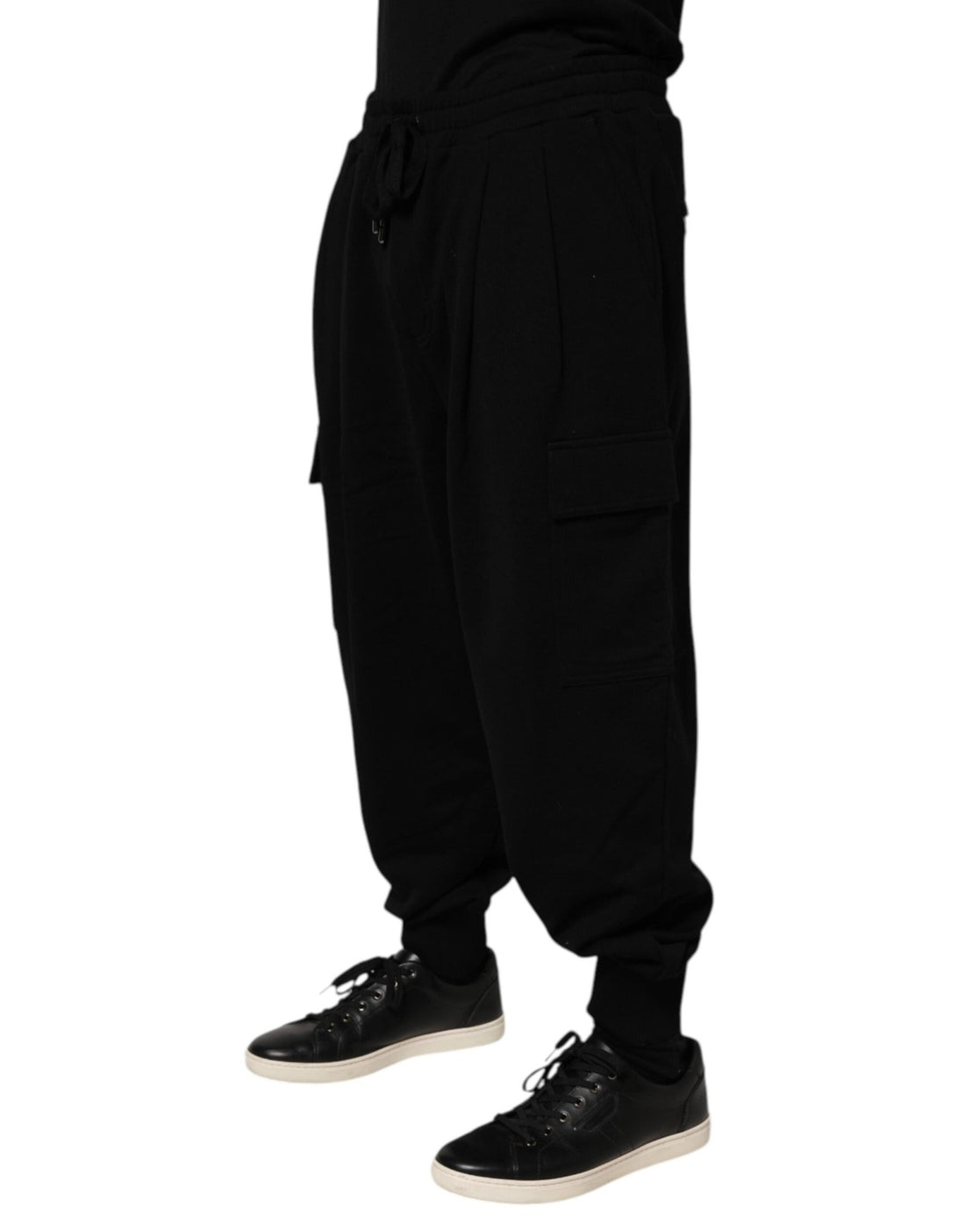 Dolce & Gabbana Black Cotton Blend Cargo Joggers Drawstring Pants - RIMODA