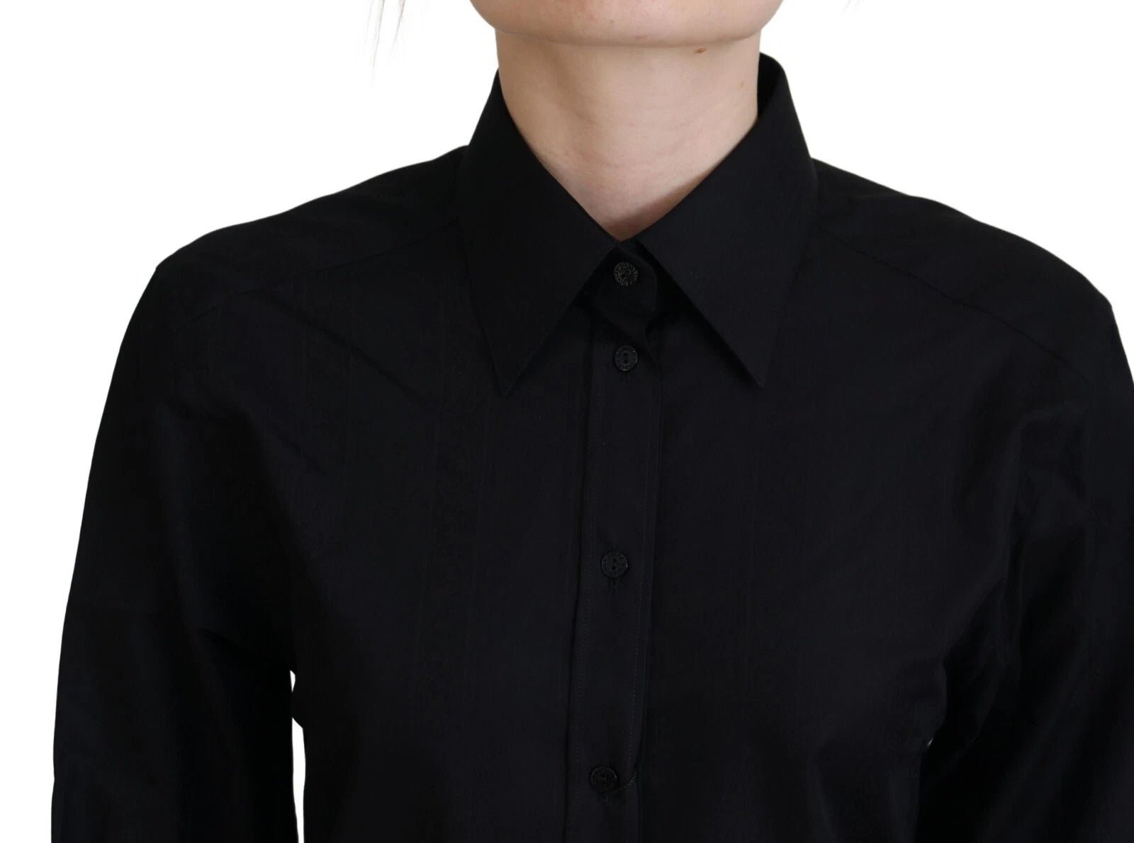 Dolce & Gabbana Black Cotton Collared Long Sleeves Shirt - RIMODA