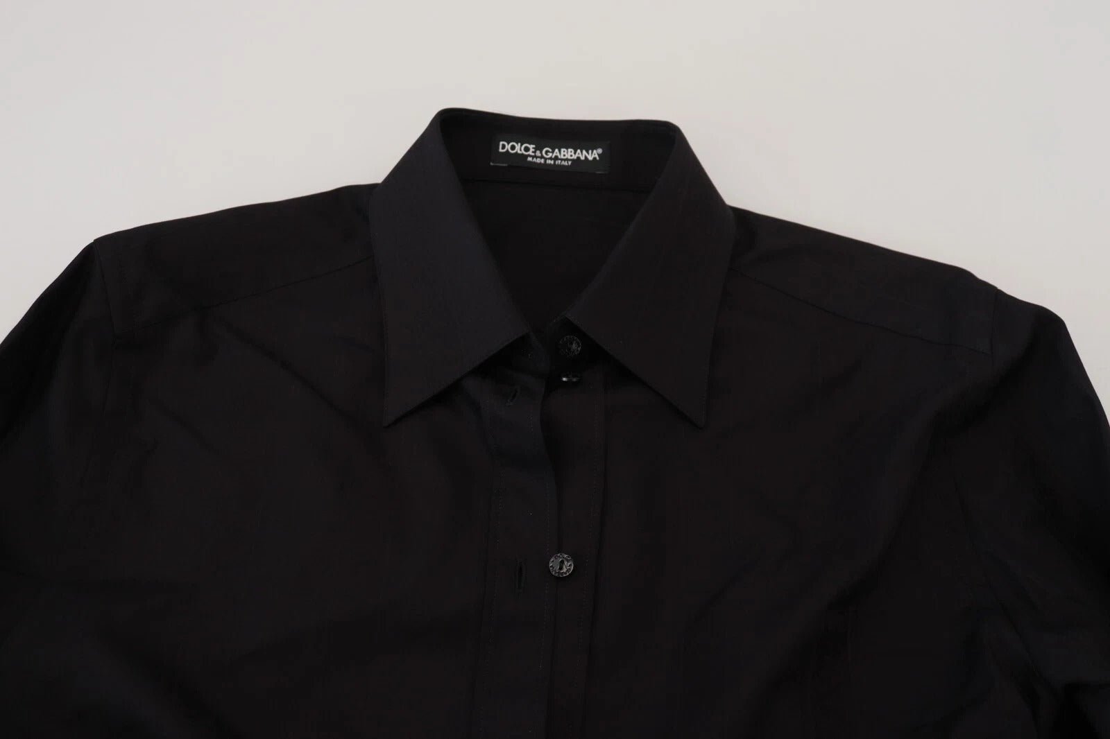 Dolce & Gabbana Black Cotton Collared Long Sleeves Shirt - RIMODA