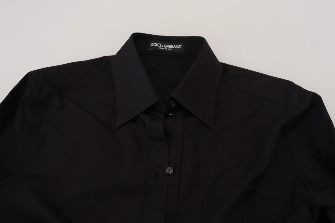 Dolce & Gabbana Black Cotton Collared Long Sleeves Shirt - RIMODA