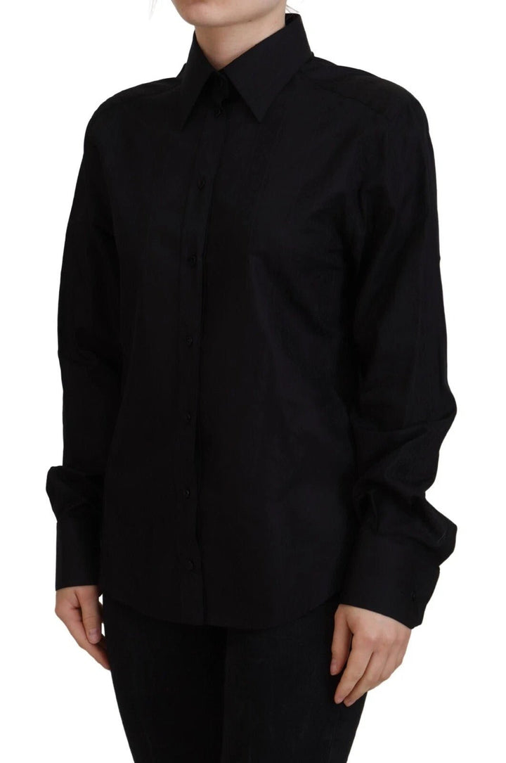 Dolce & Gabbana Black Cotton Collared Long Sleeves Shirt - RIMODA