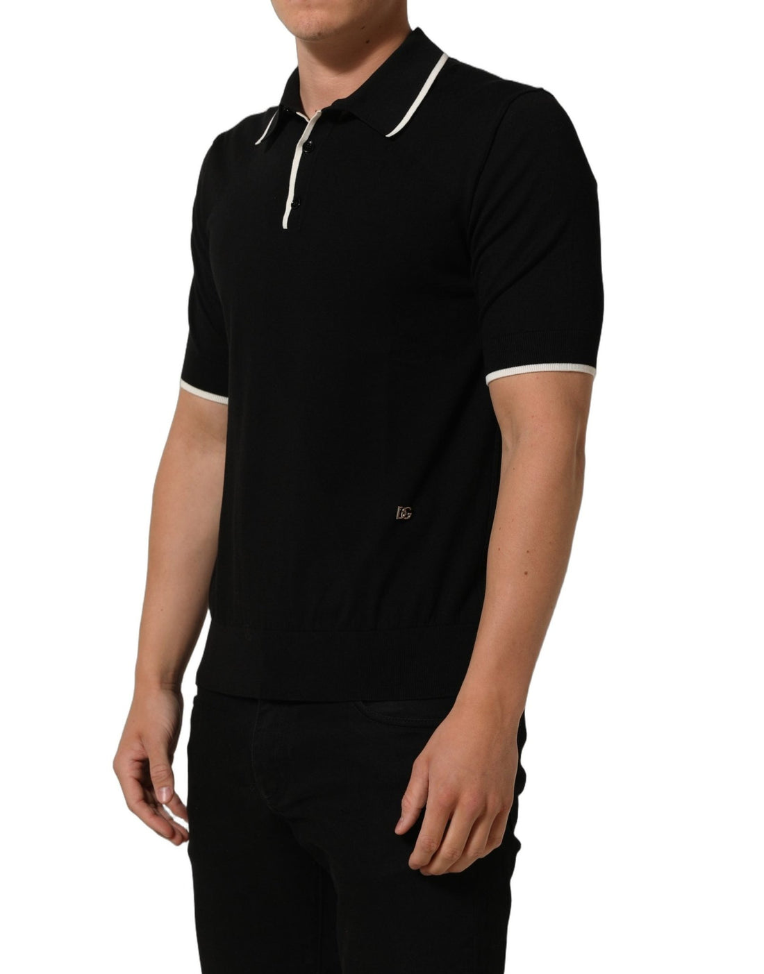 Dolce & Gabbana Black Cotton Collared Short Sleeves Polo T-shirt - RIMODA