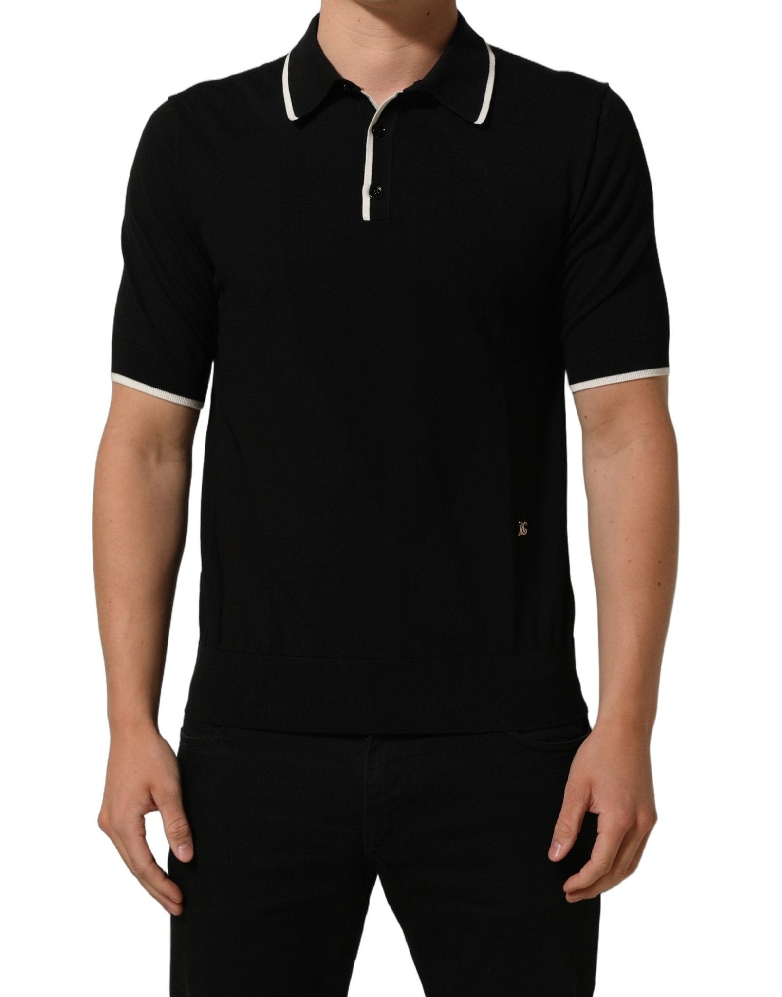 Dolce & Gabbana Black Cotton Collared Short Sleeves Polo T-shirt - RIMODA