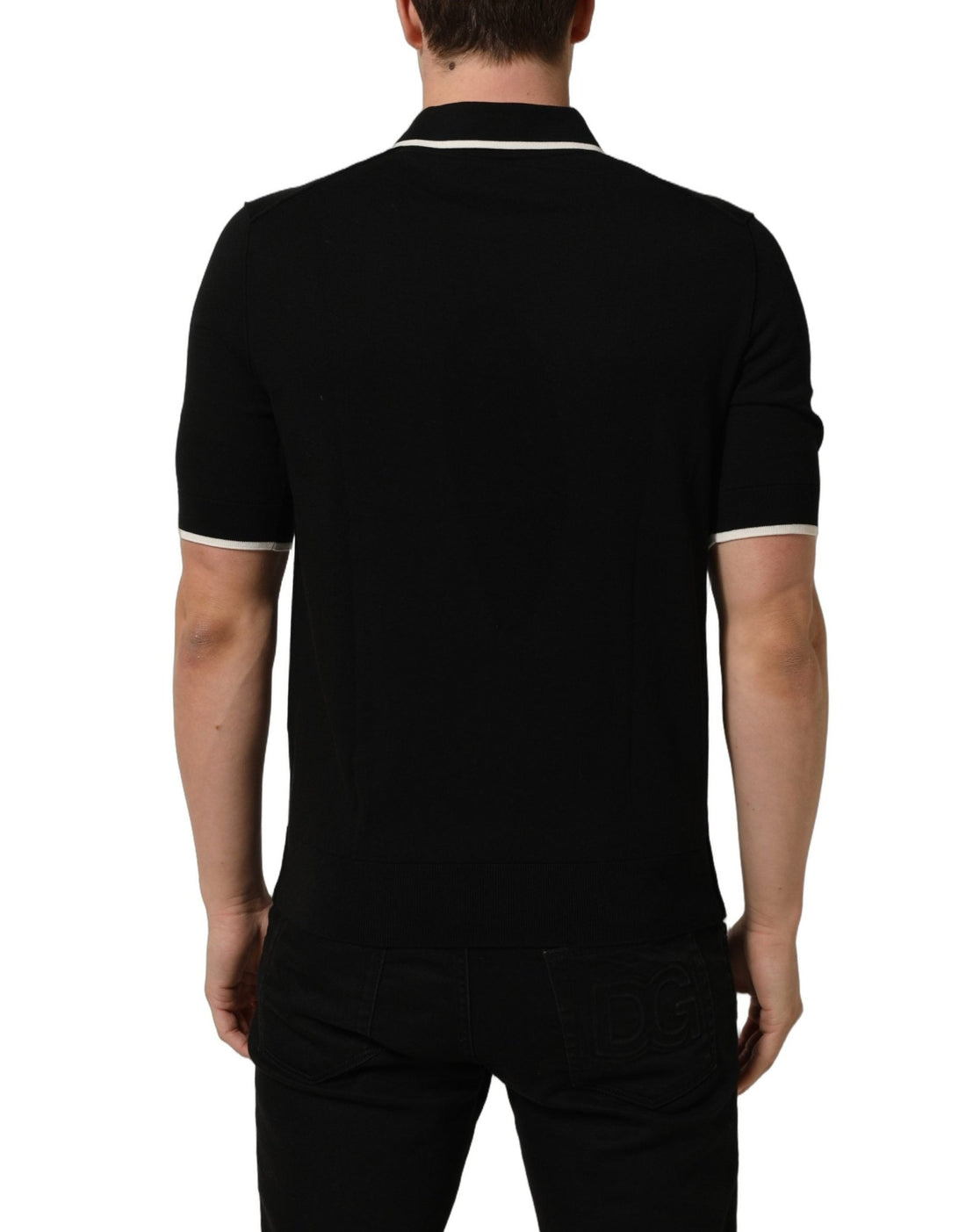 Dolce & Gabbana Black Cotton Collared Short Sleeves Polo T-shirt - RIMODA