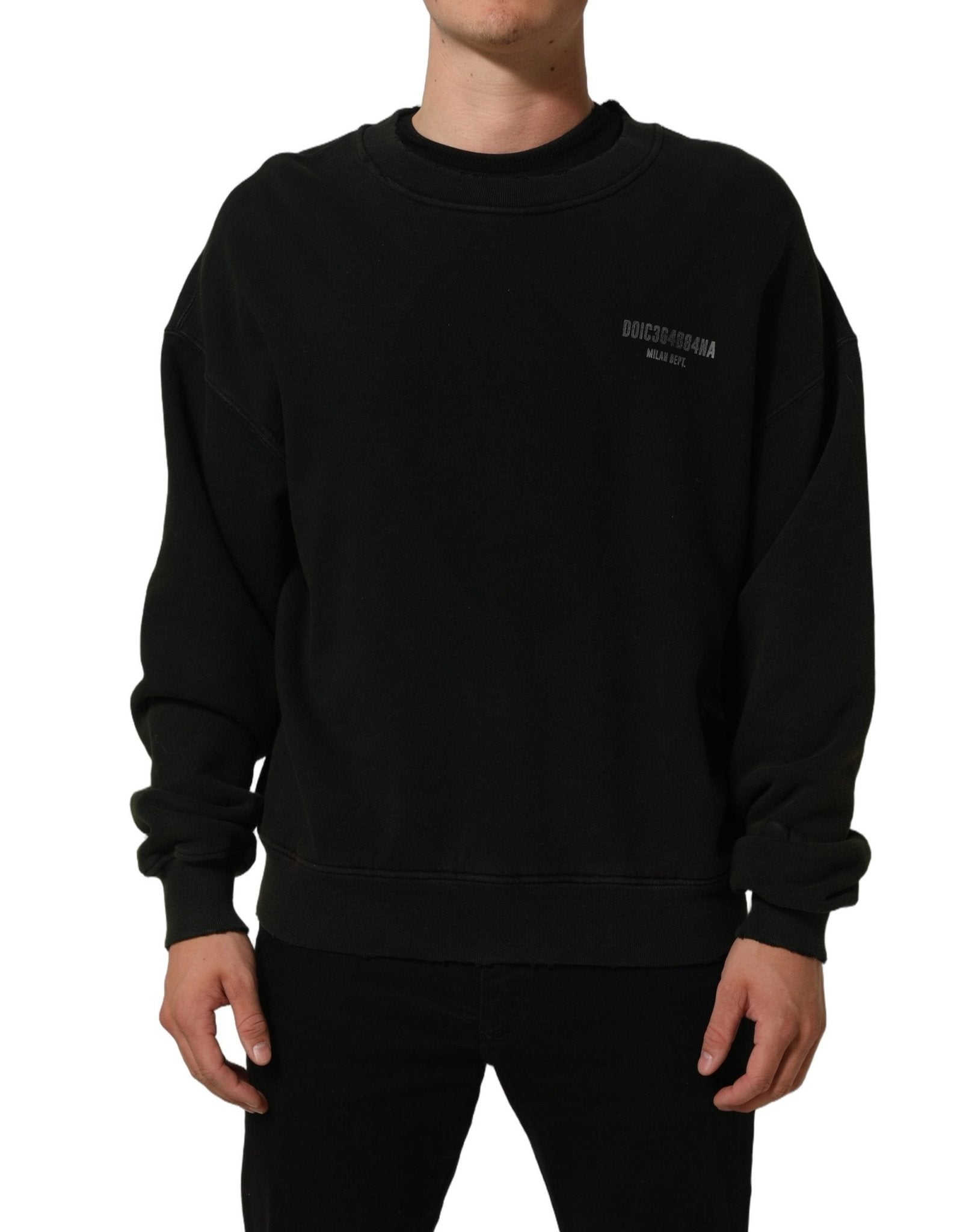 Dolce & Gabbana Black Cotton Crew Neck Men Sweatshirt Sweater - RIMODA
