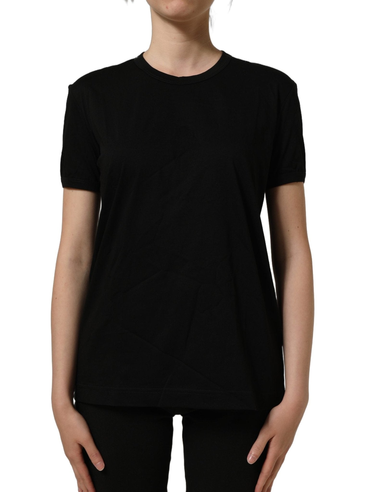 Dolce & Gabbana Black Cotton Crew Neck Short Sleeves T-shirt - RIMODA
