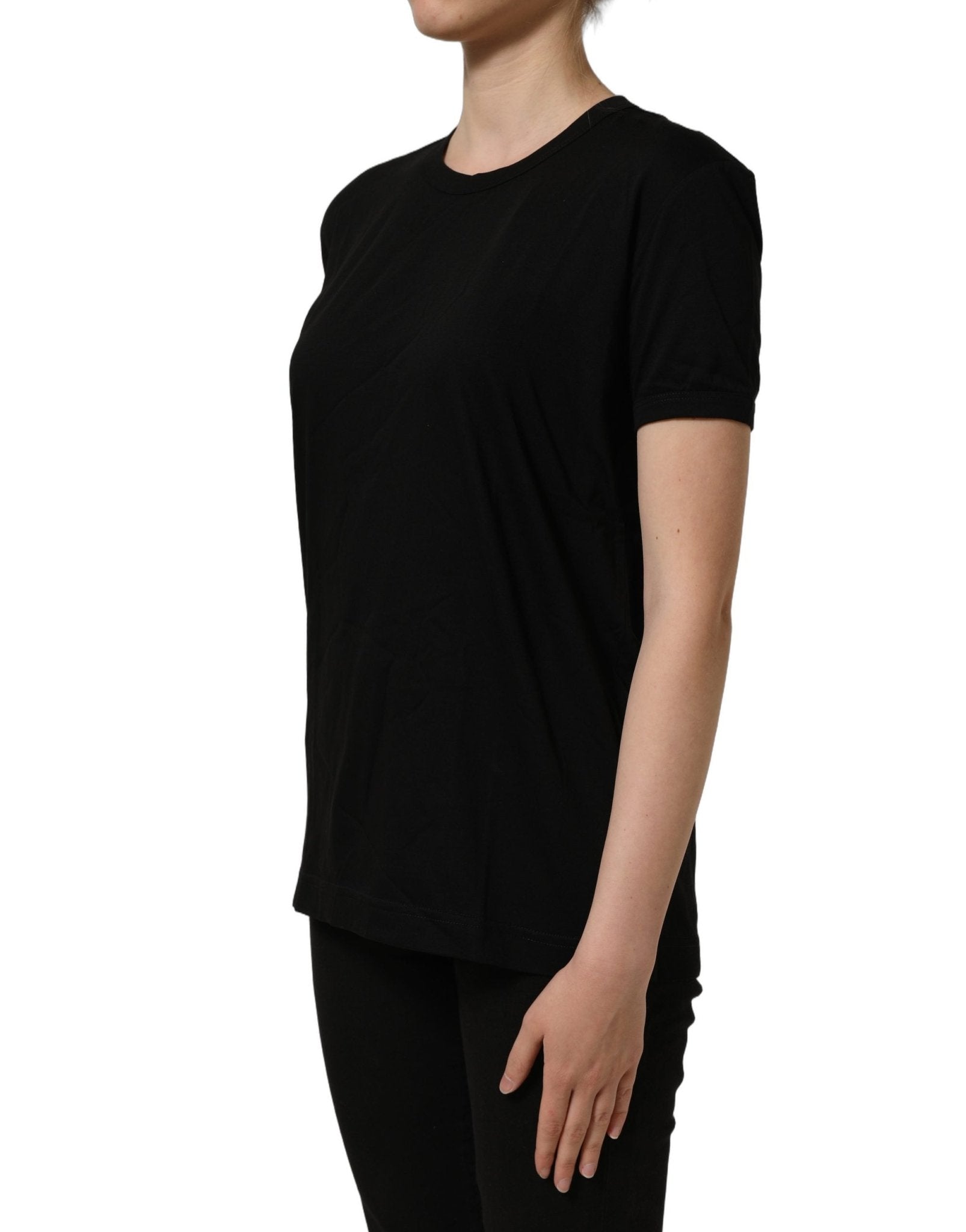 Dolce & Gabbana Black Cotton Crew Neck Short Sleeves T-shirt - RIMODA