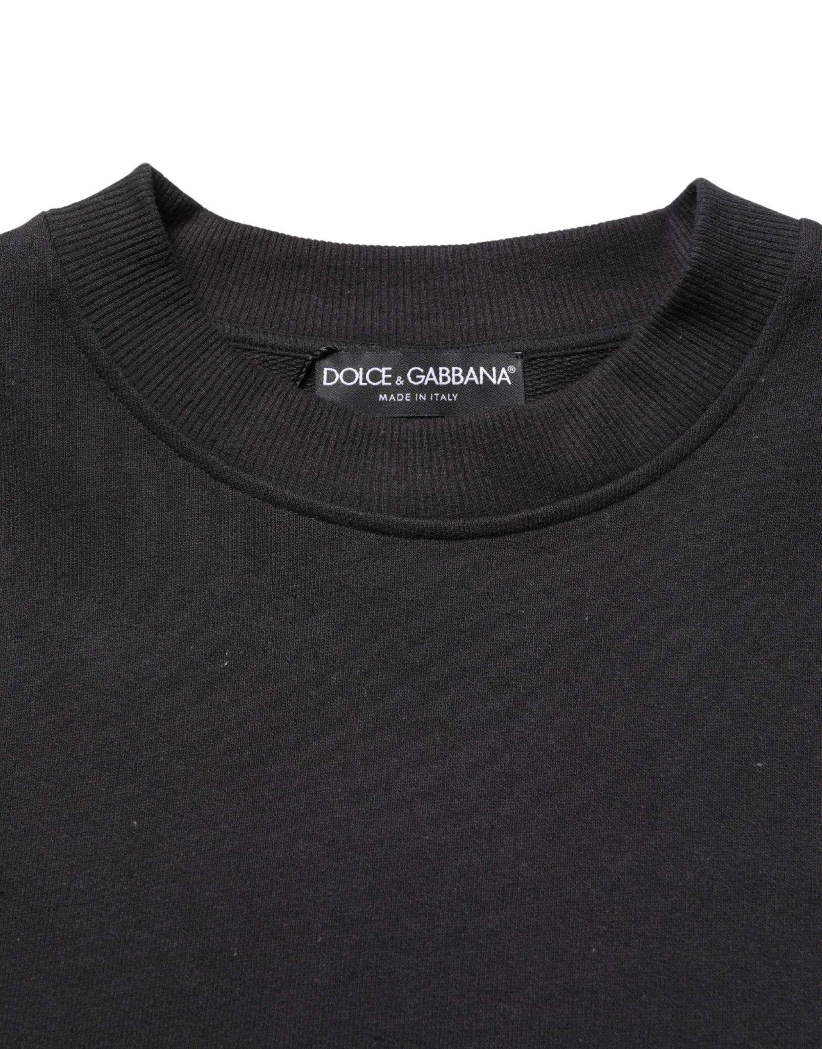 Dolce & Gabbana Black Cotton Crew Neck Sweatshirt Sweater - RIMODA