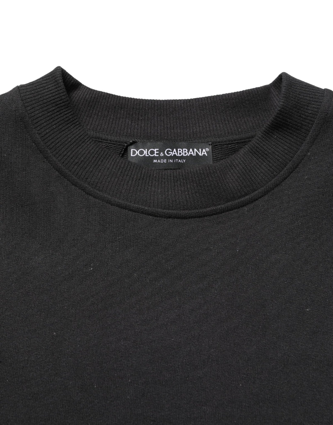 Dolce & Gabbana Black Cotton Crew Neck Sweatshirt Sweater - RIMODA