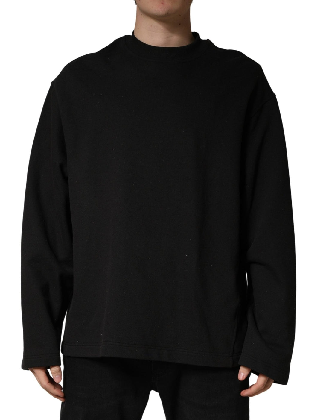 Dolce & Gabbana Black Cotton Crew Neck Sweatshirt Sweater - RIMODA