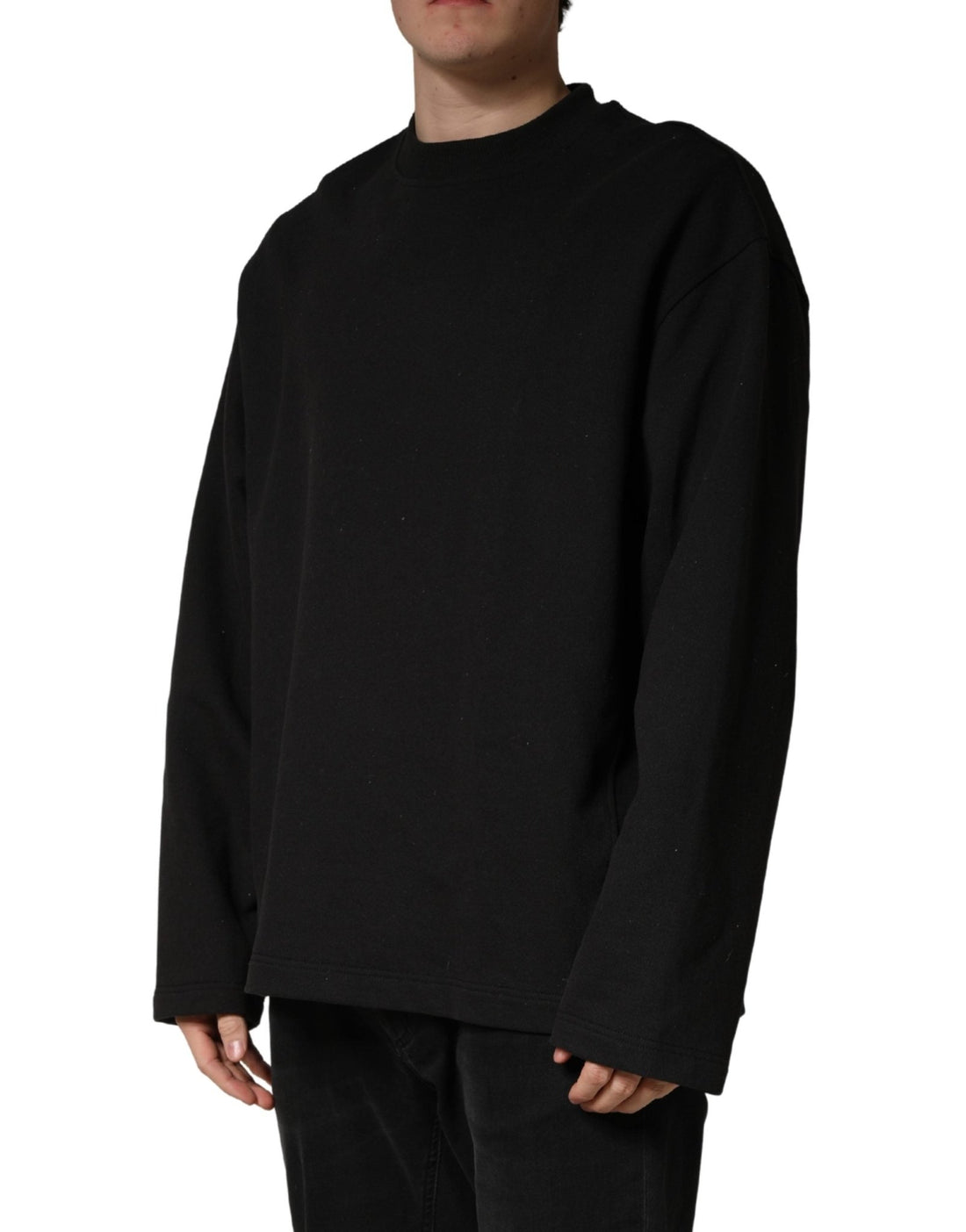 Dolce & Gabbana Black Cotton Crew Neck Sweatshirt Sweater - RIMODA
