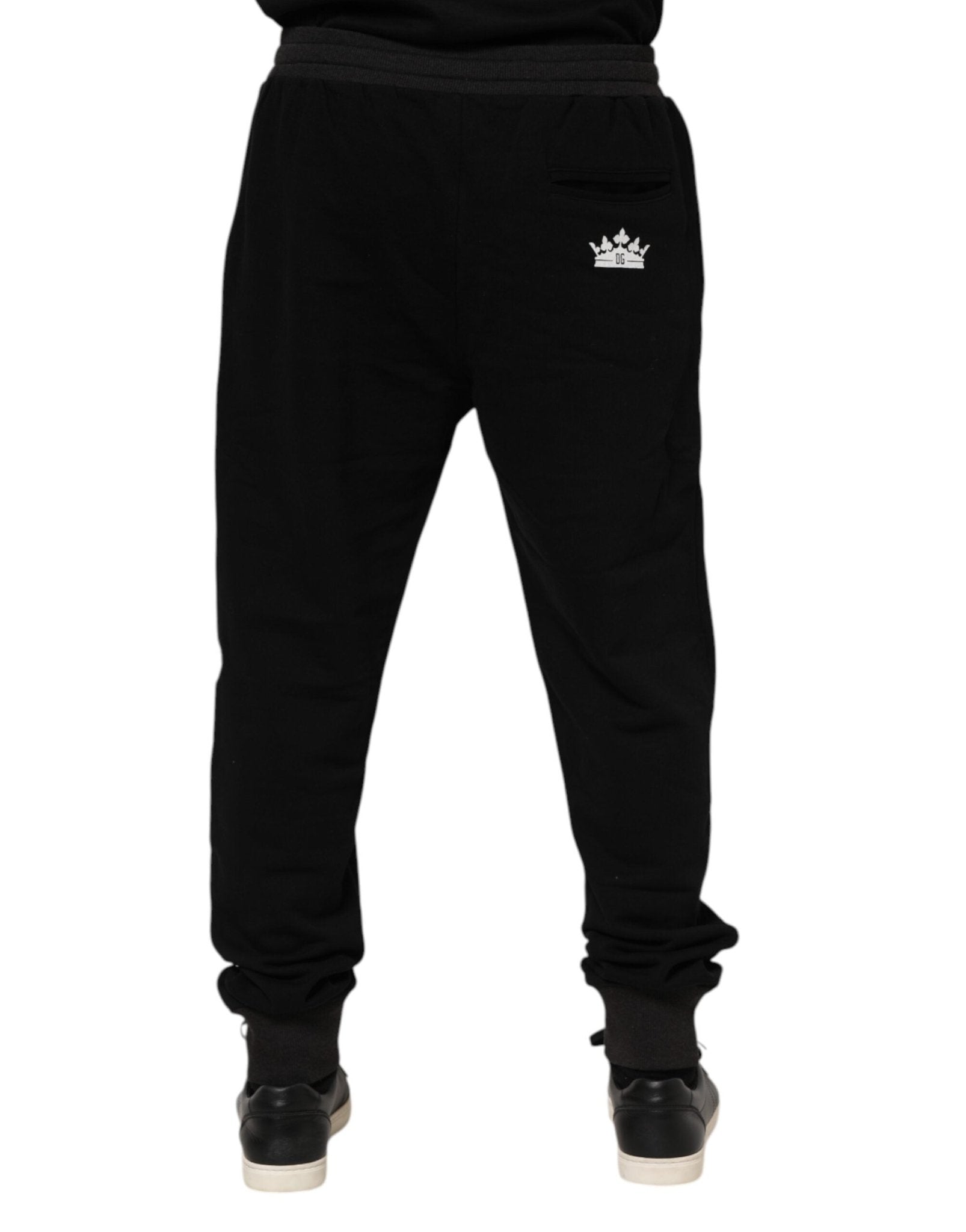 Dolce & Gabbana Black Cotton Crown Jogger Sweatpants Pants - RIMODA