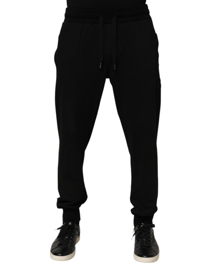 Dolce & Gabbana Black Cotton DG Logo Men Jogger Pants - RIMODA