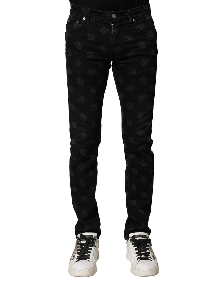 Dolce & Gabbana Black Cotton DG Logo Skinny Men Denim Jeans - RIMODA