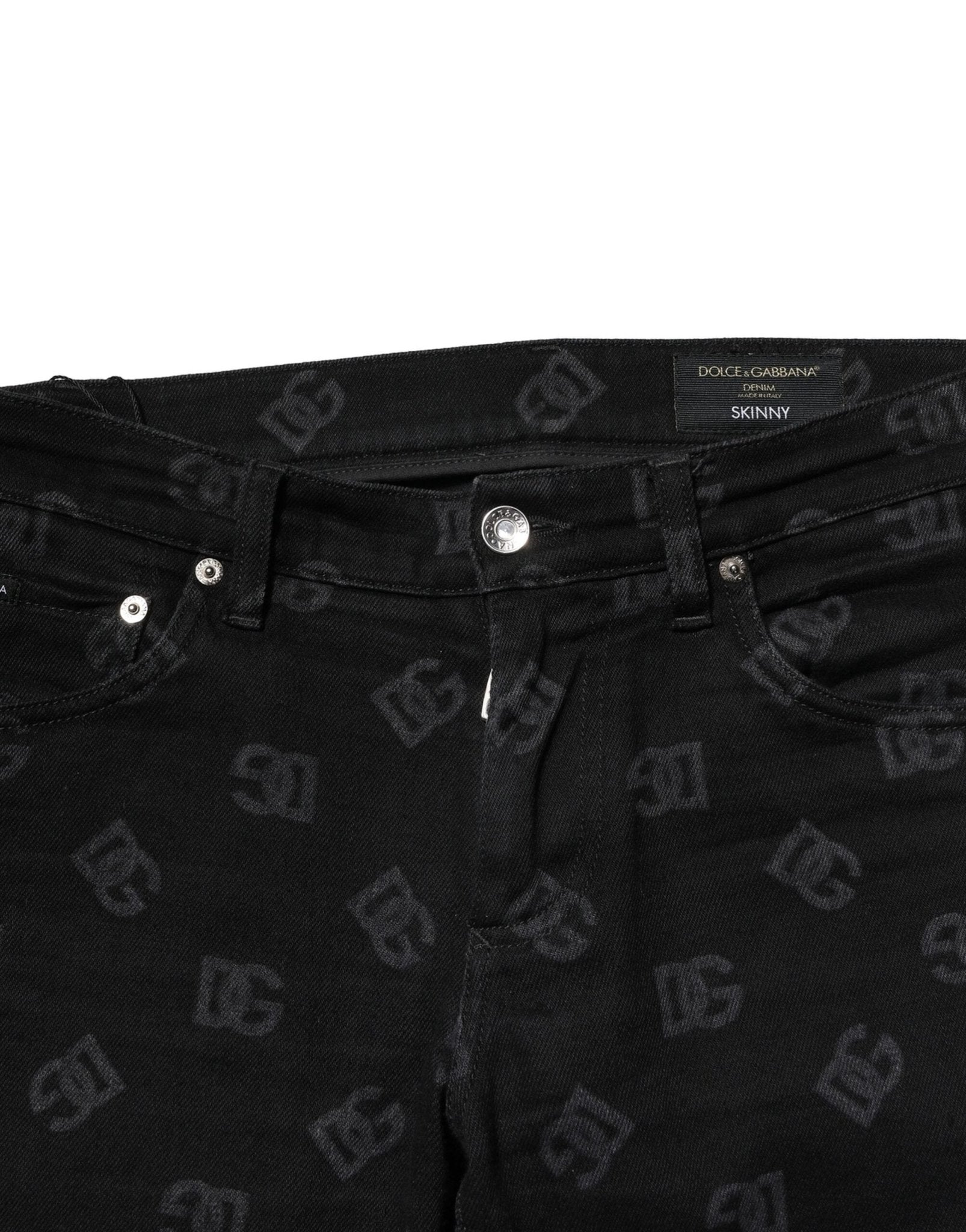 Dolce & Gabbana Black Cotton DG Logo Skinny Men Denim Jeans - RIMODA