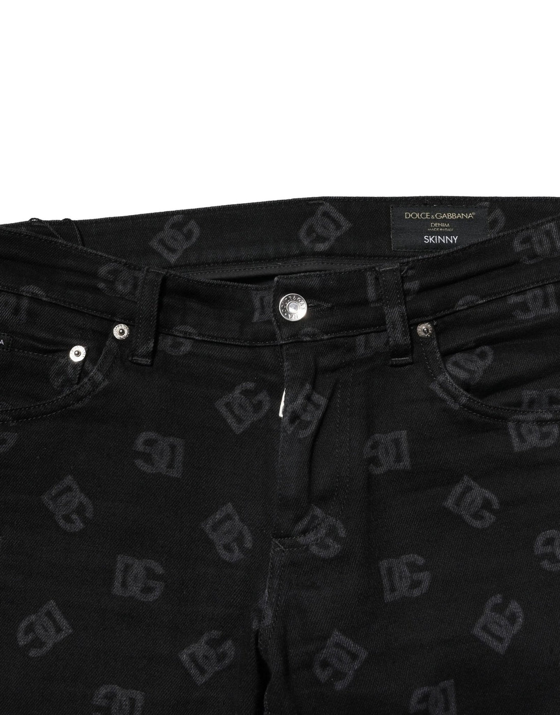 Dolce & Gabbana Black Cotton DG Logo Skinny Men Denim Jeans - RIMODA