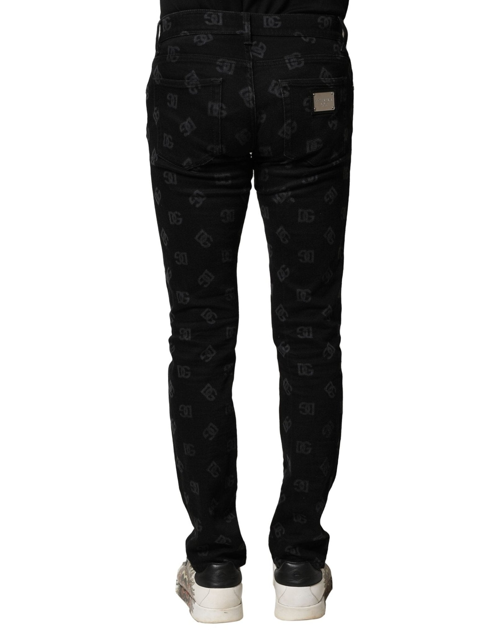 Dolce & Gabbana Black Cotton DG Logo Skinny Men Denim Jeans - RIMODA
