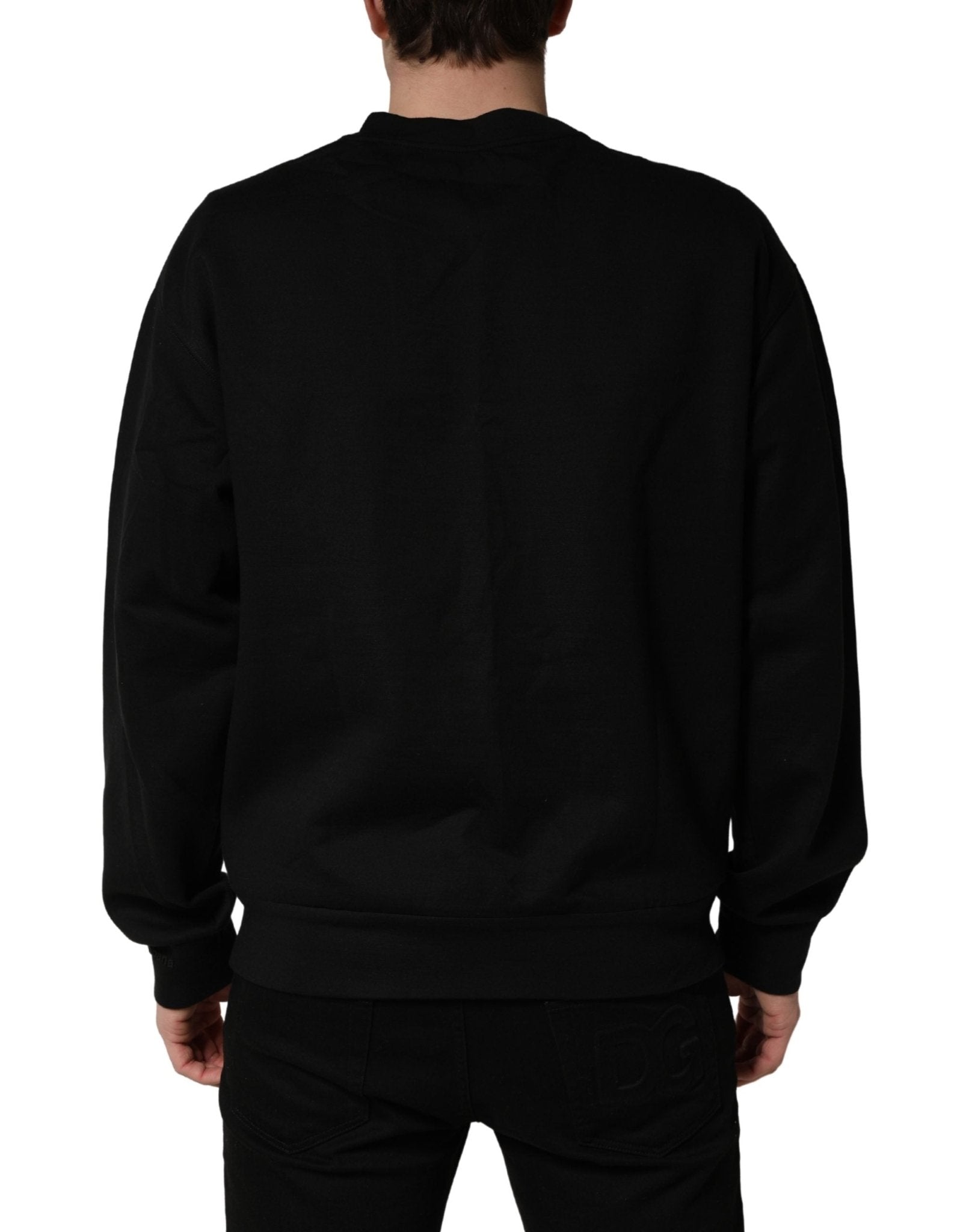 Dolce & Gabbana Black Cotton DG Men CrewNeck Pullover Sweater - RIMODA